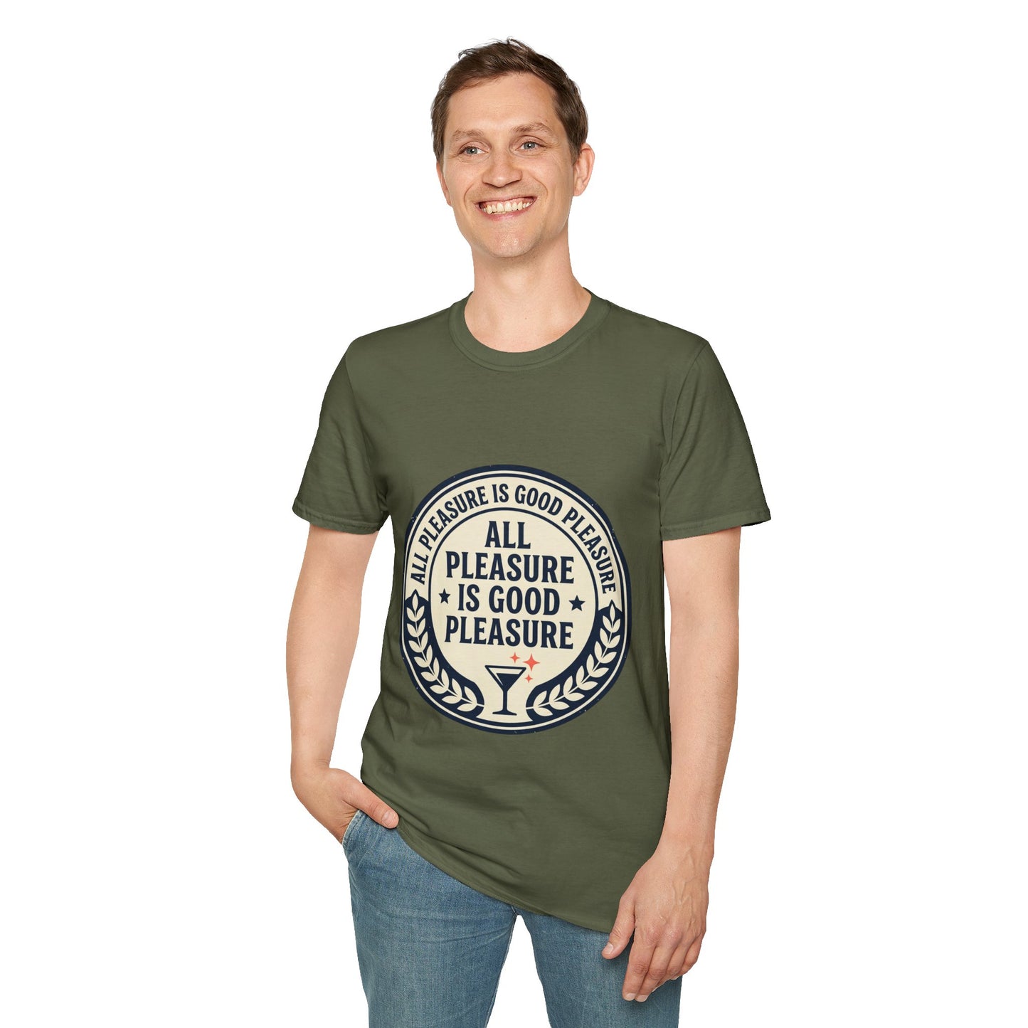 "All Pleasure Is Good Pleasure" Vintage Badge Tee