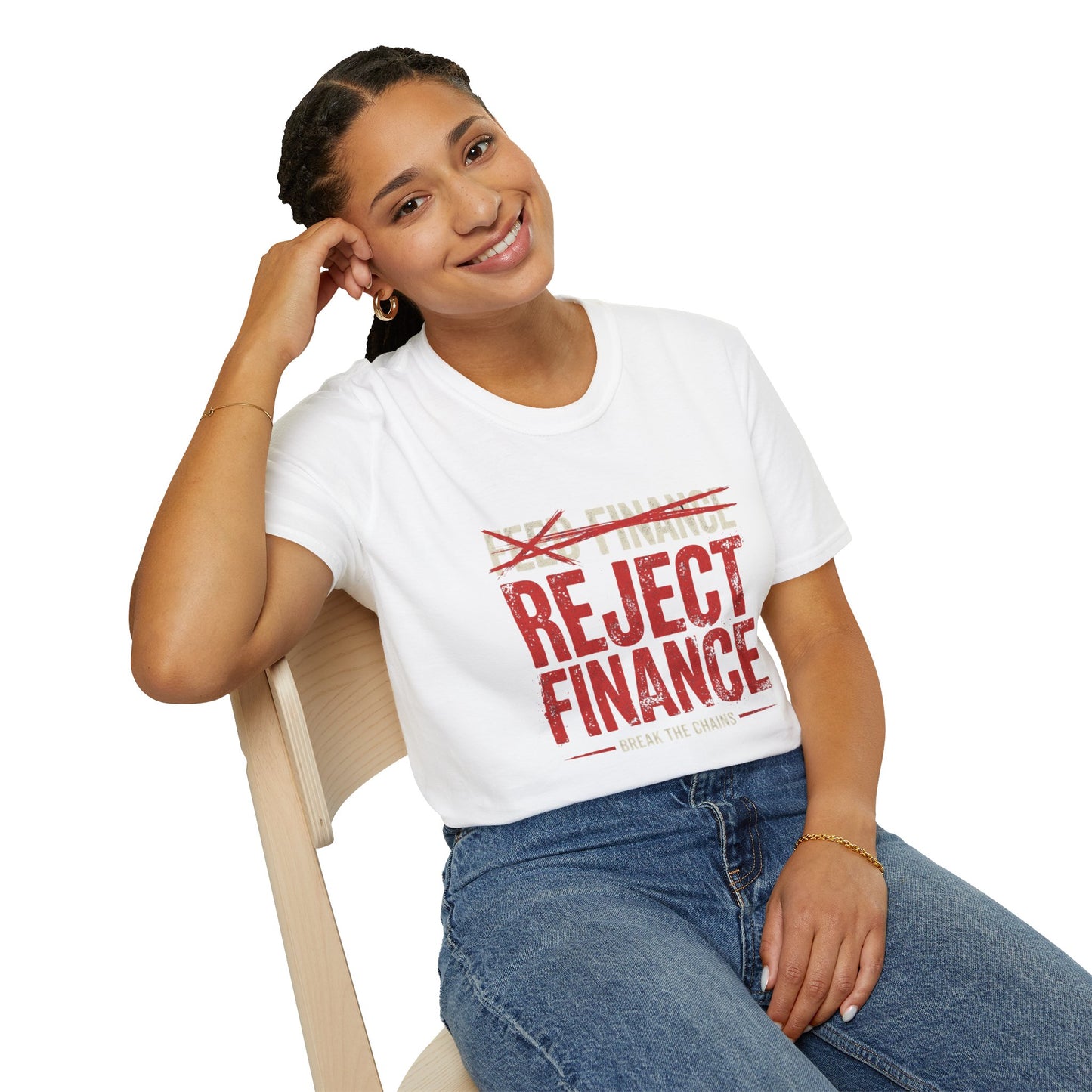 Reject Finance T-Shirt — Bold Red Protest Graphic Tee