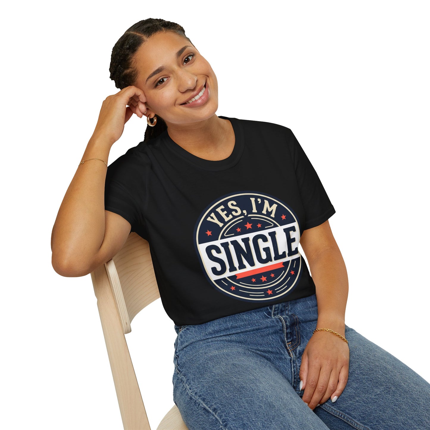 "Yes, I’m Single" Graphic Tee - Single Badge T-Shirt