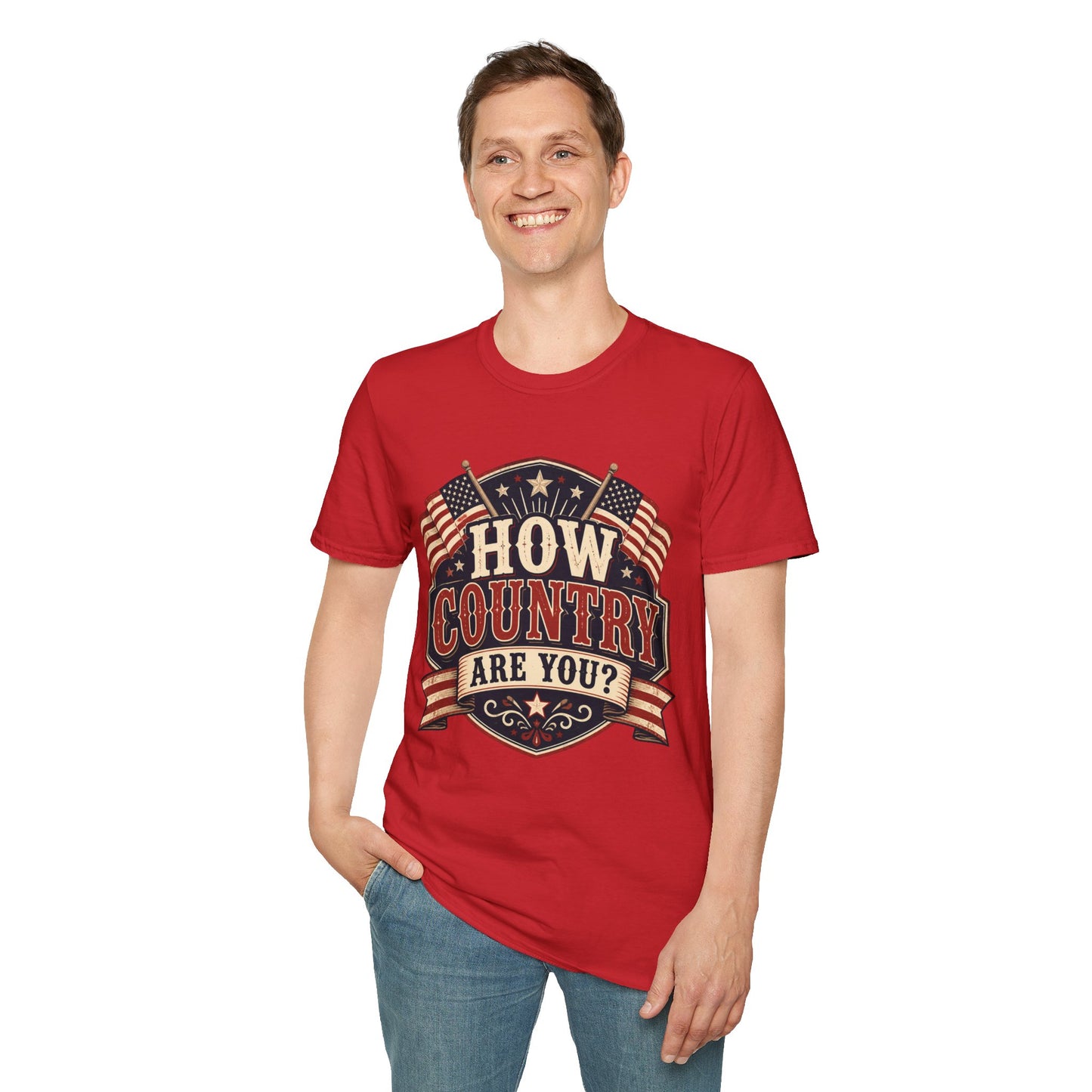 How Country Are You? T-Shirt — Vintage American Flag Country Graphic Tee