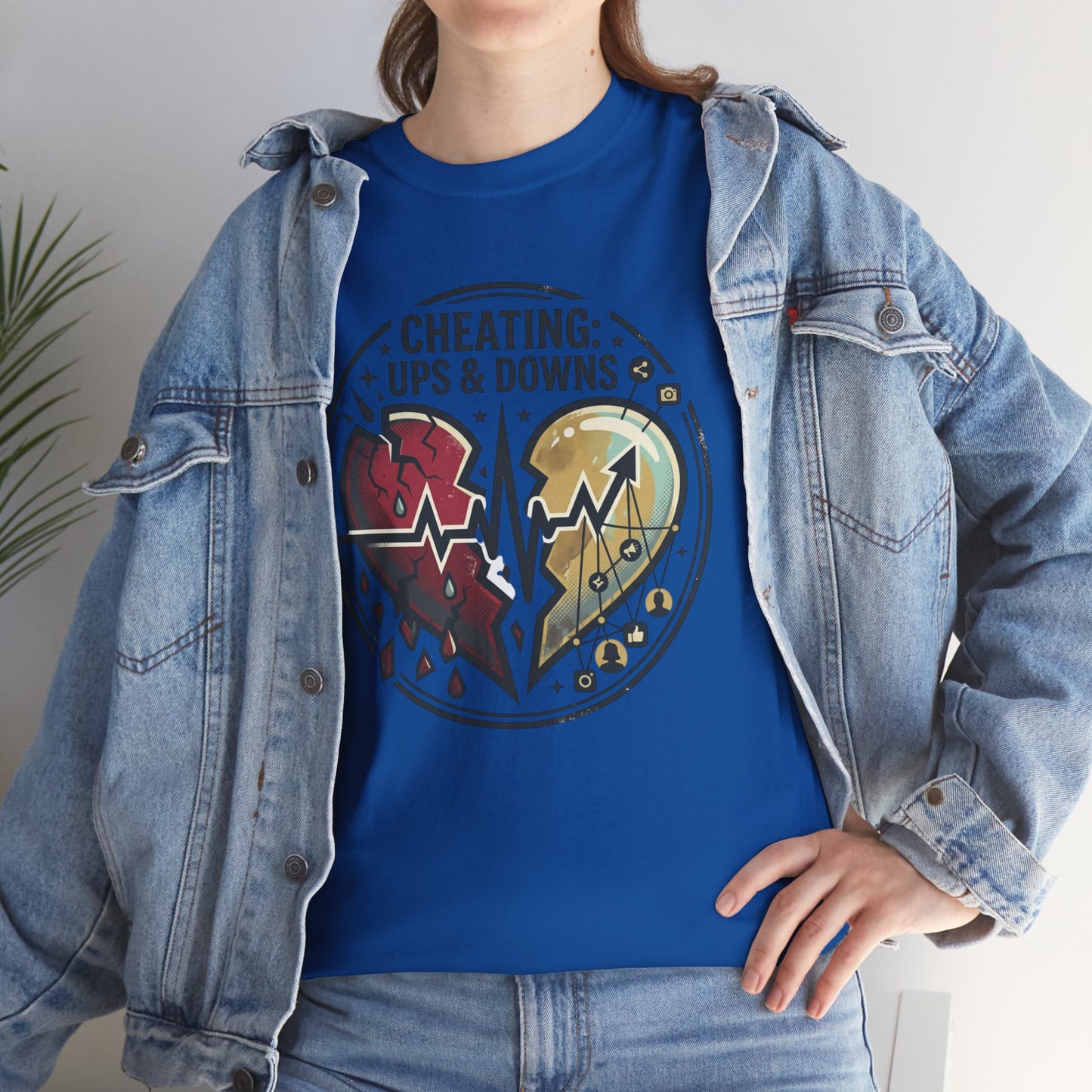Cheating: Ups & Downs Broken Heart Graphic Tee Printify