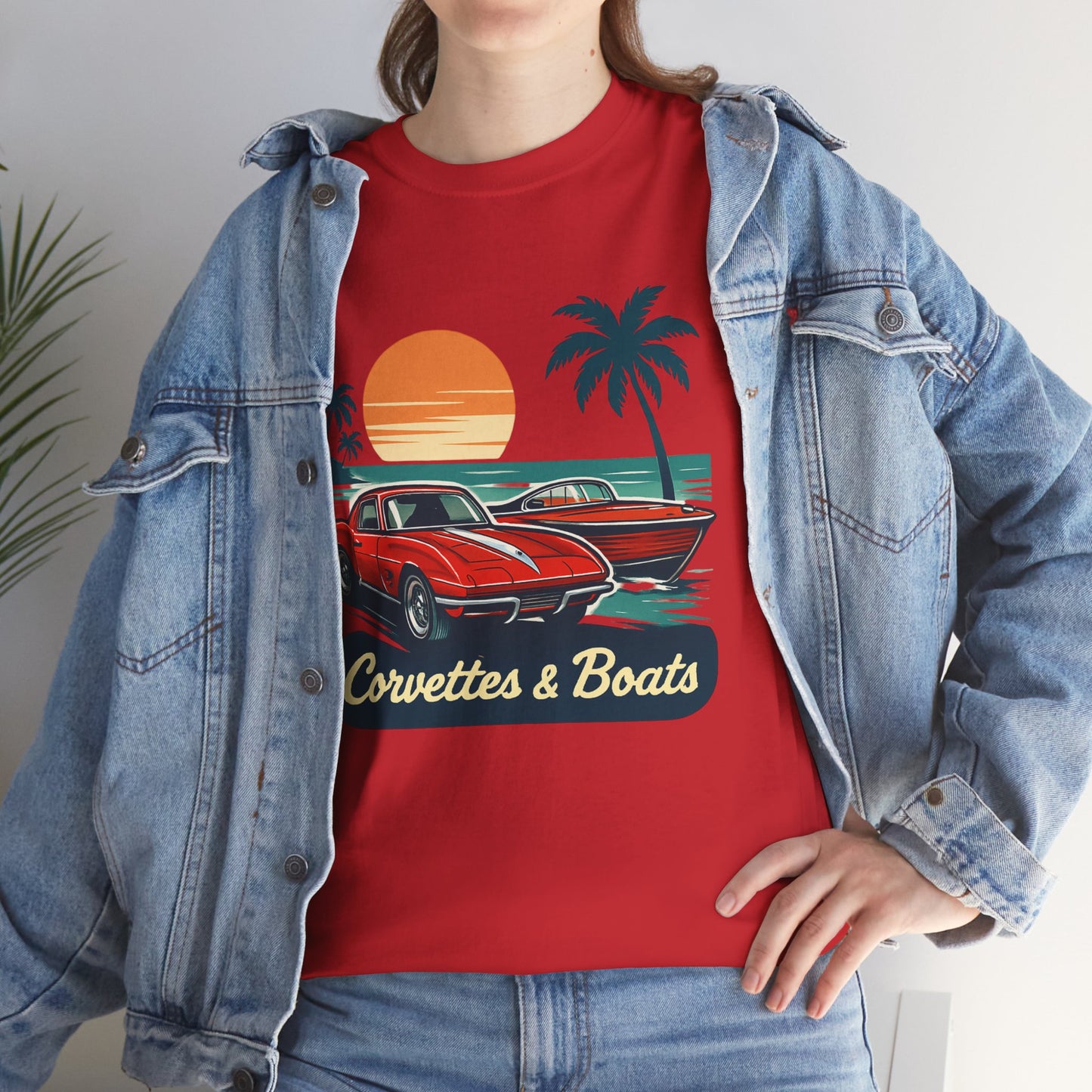Corvettes & Boats Retro Sunset T‑Shirt