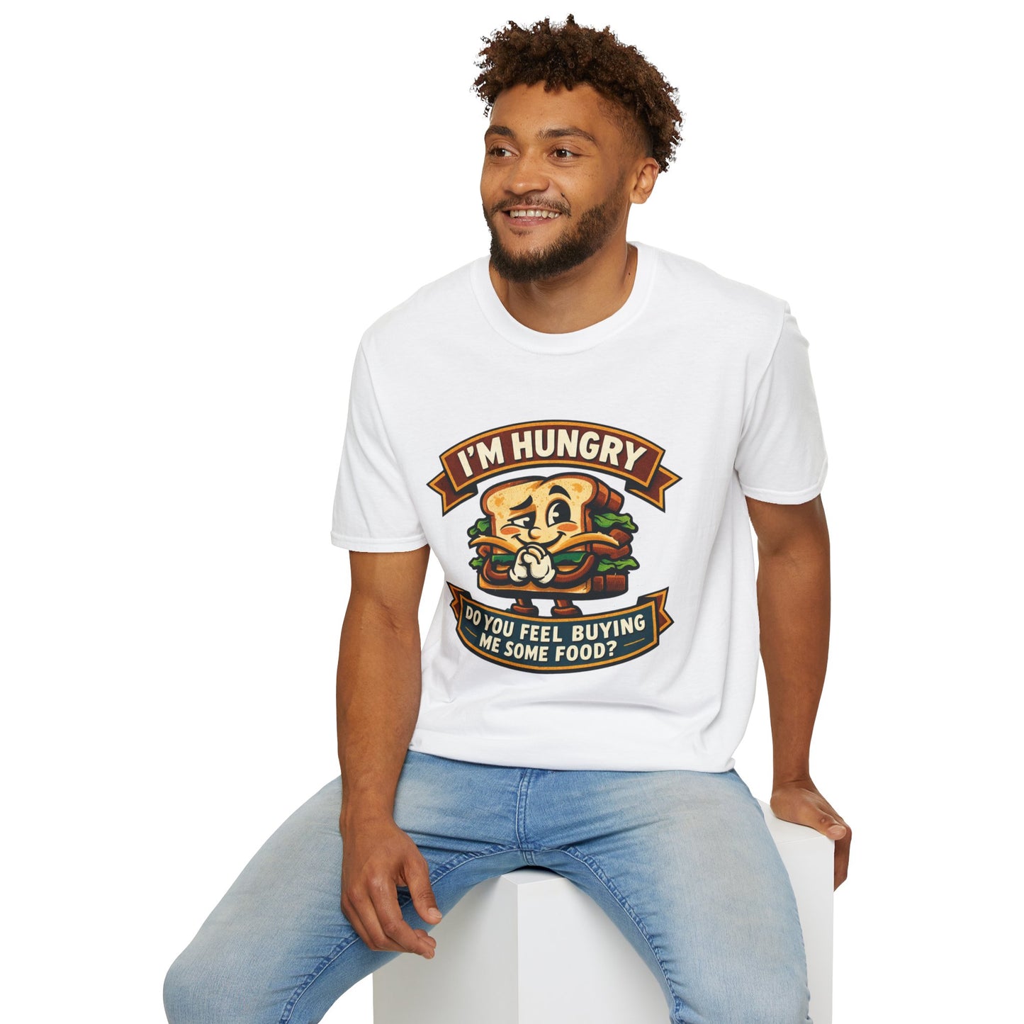 I'm Hungry Burger Graphic T-Shirt — "Do You Feel Buying Me Some Food?" Funny Foodie Tee