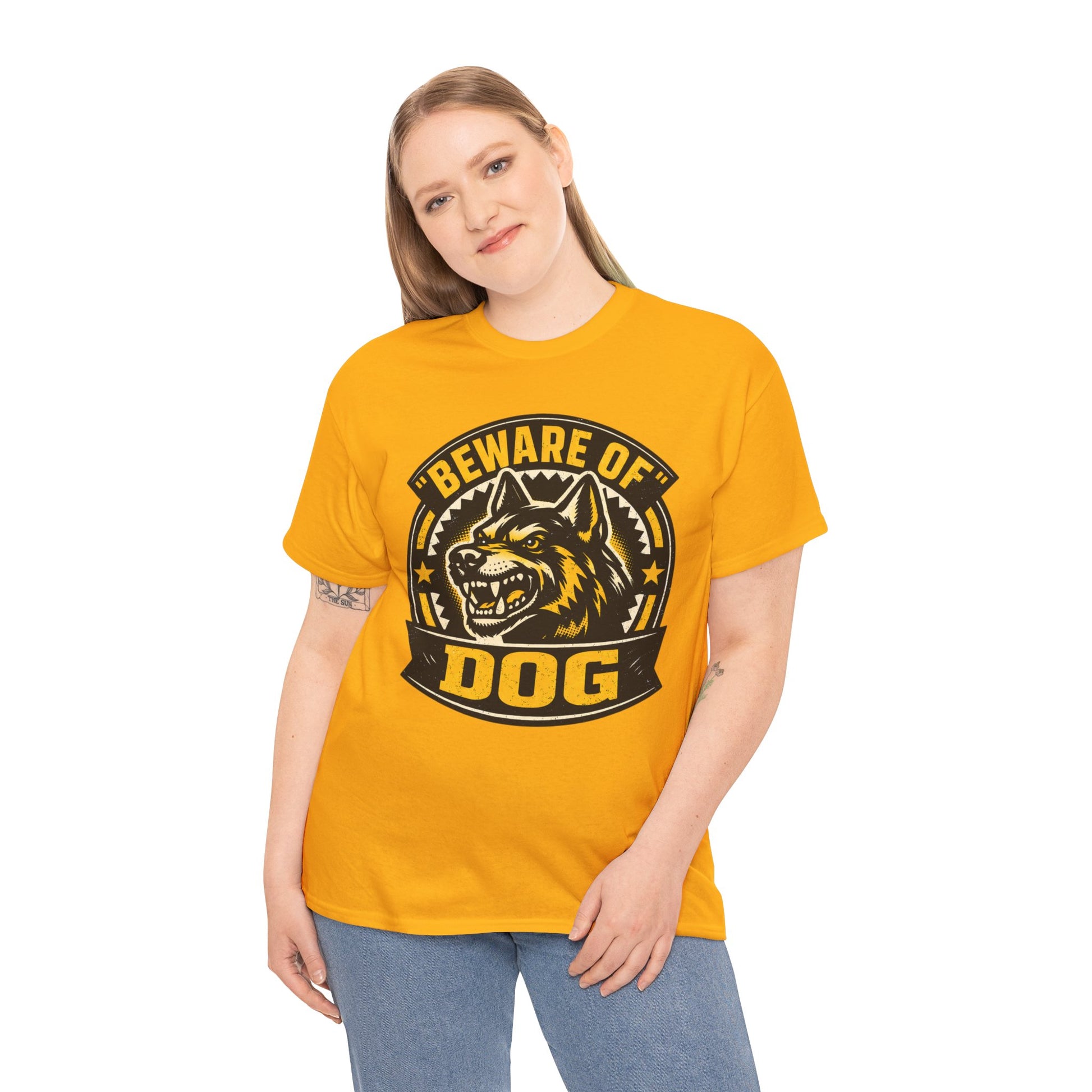 Beware of Dog T-Shirt — Retro Aggressive Dog Warning Graphic Tee Printify