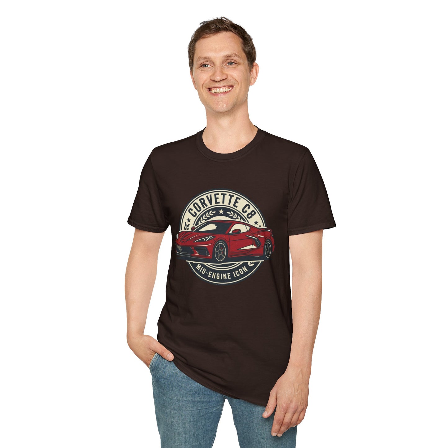 Corvette C8 Tee — Red Mid‑Engine Icon Car Shirt