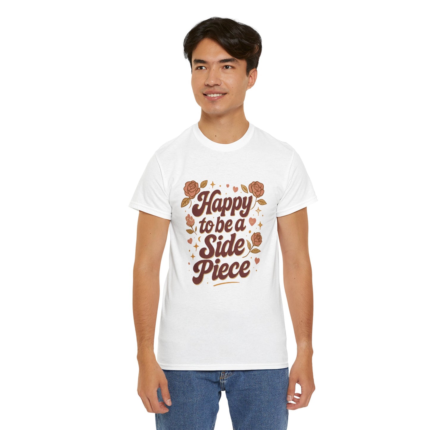 Happy to Be a Side Piece Tee — Retro Floral Statement T-Shirt