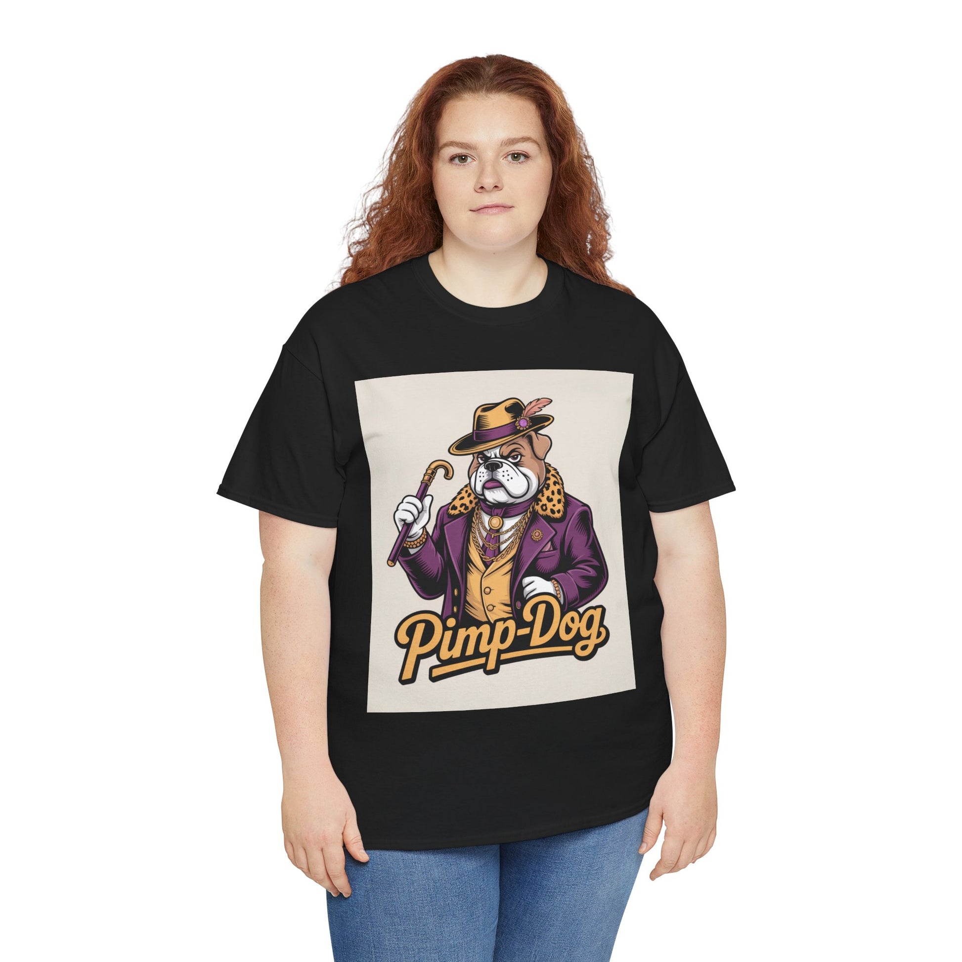 Pimp-Dog Graphic Tee — Retro Bulldog Character Shirt Printify