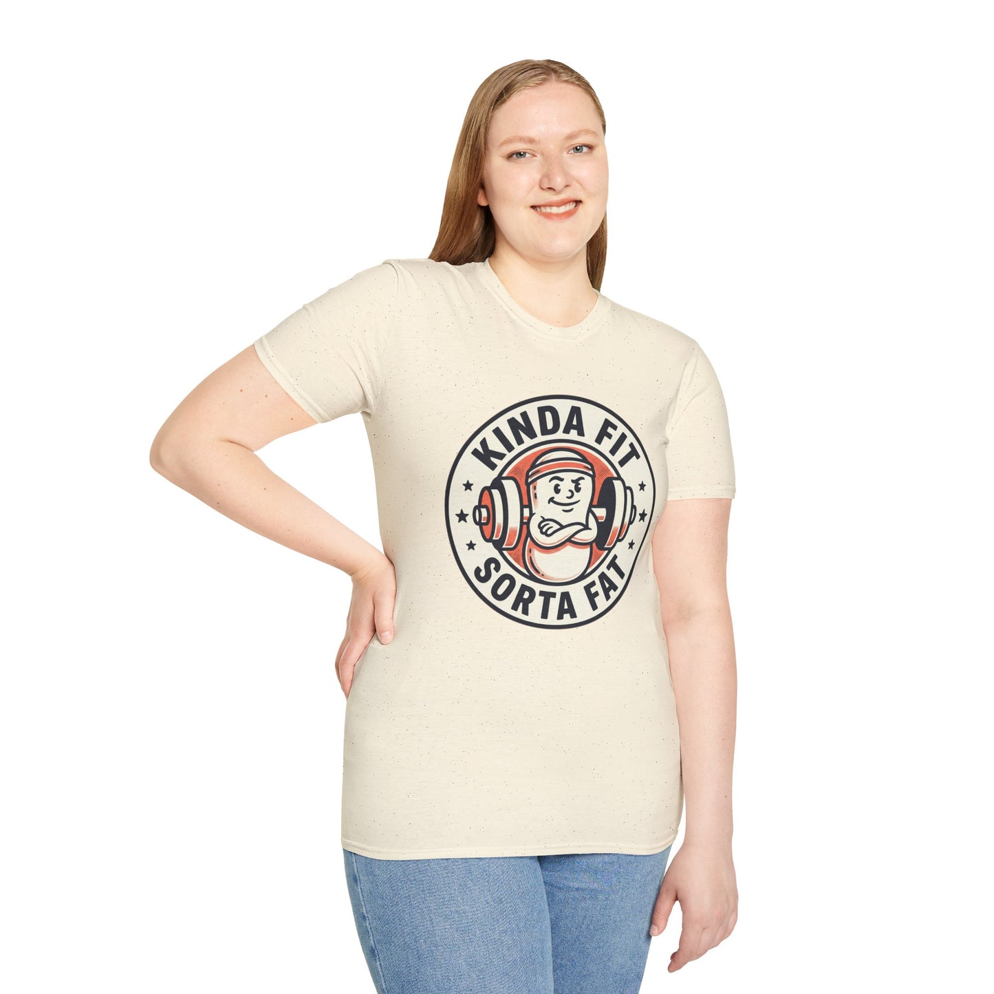 Kinda Fit Sorta Fat Funny Gym T-Shirt — Humorous Weightlifting Tee