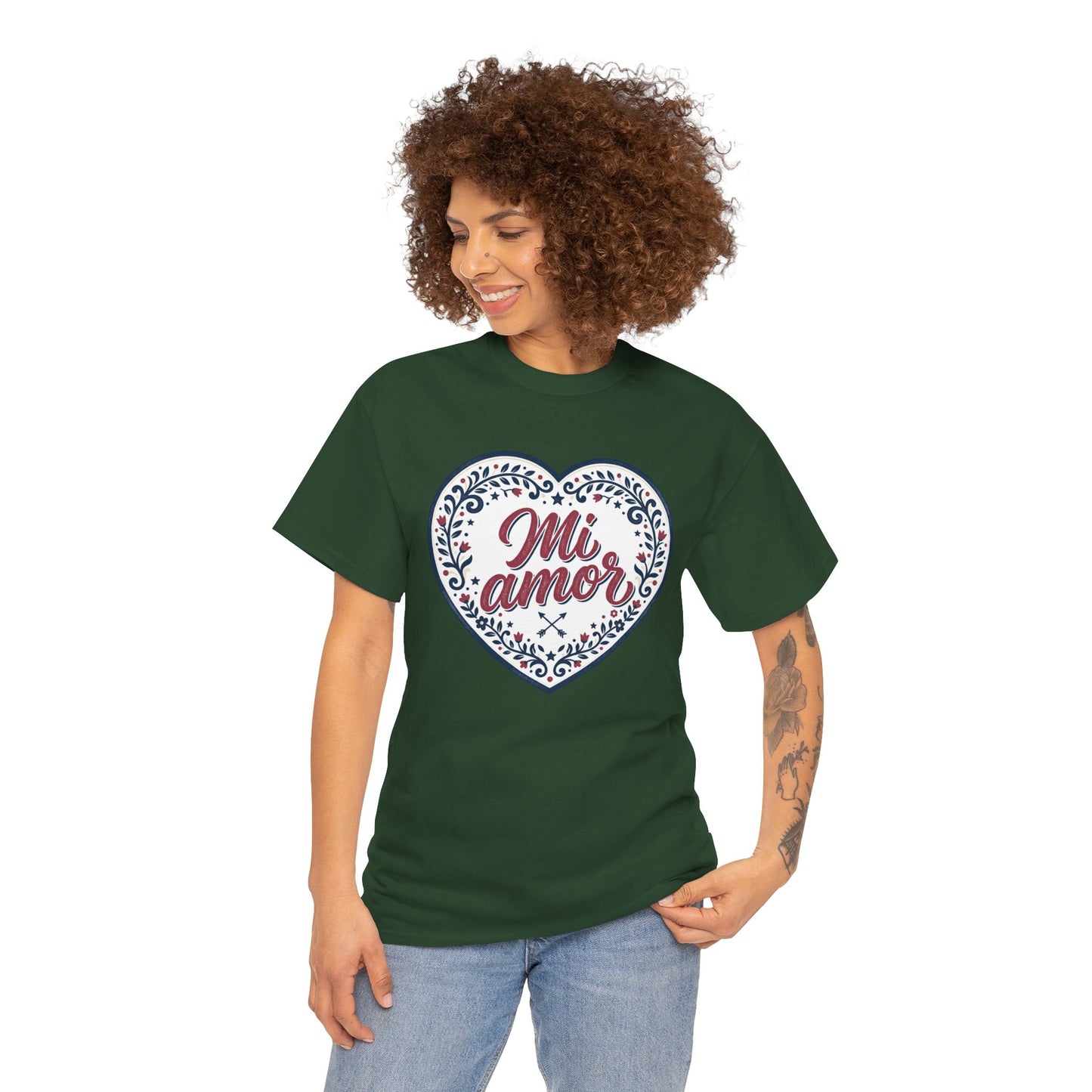 Mi Amor Heart T-Shirt — Romantic Floral Graphic Tee for Valentine’s Day