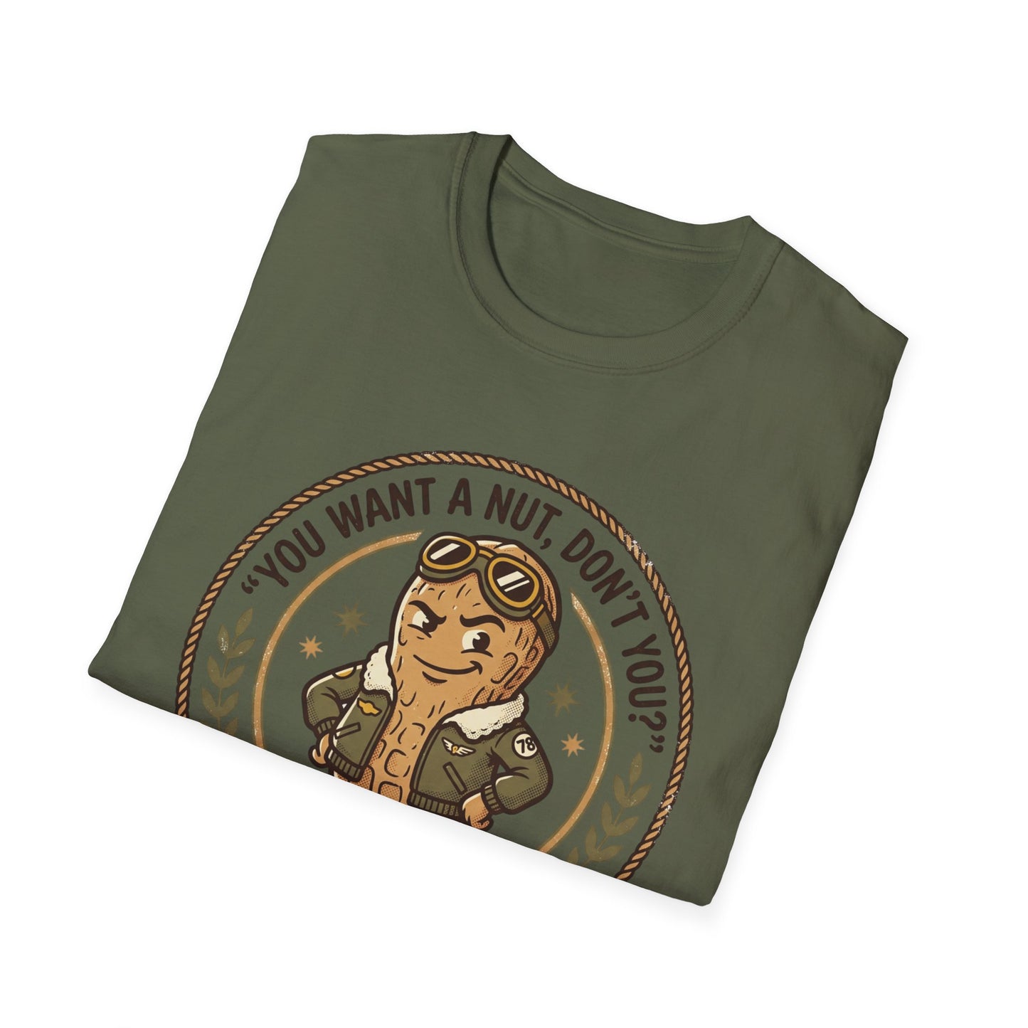 Vintage Mascot Peanut T-Shirt — "You Want a Nut, Don't You?" Retro Graphic Tee Printify