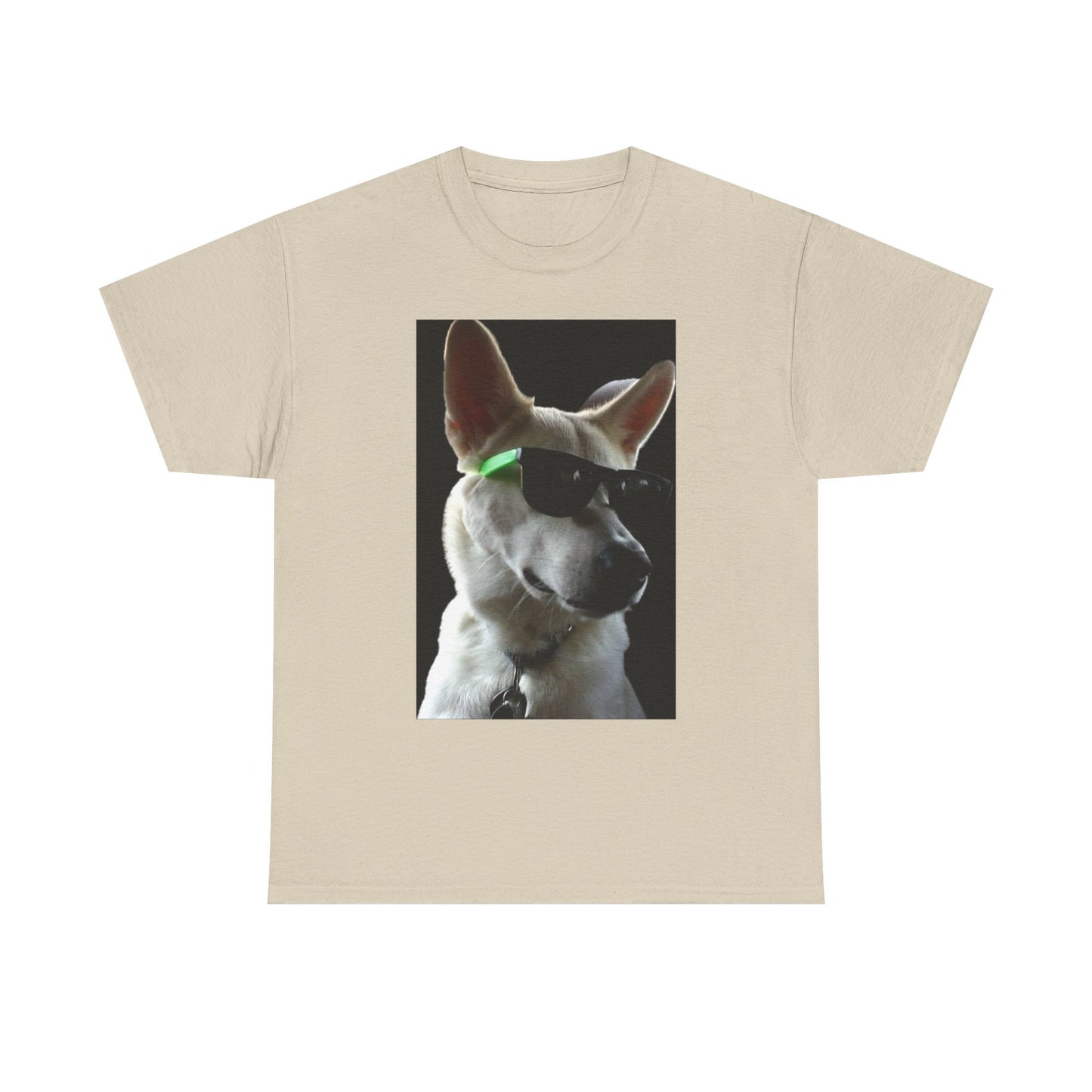 Cyberpunk Dog Photo Tee — Futuristic Bull Terrier Graphic T-Shirt Printify