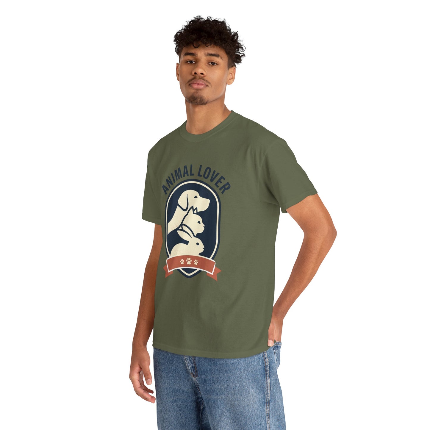 Animal Lover T-Shirt — Retro Pet Badge Tee (Dogs & Cats)