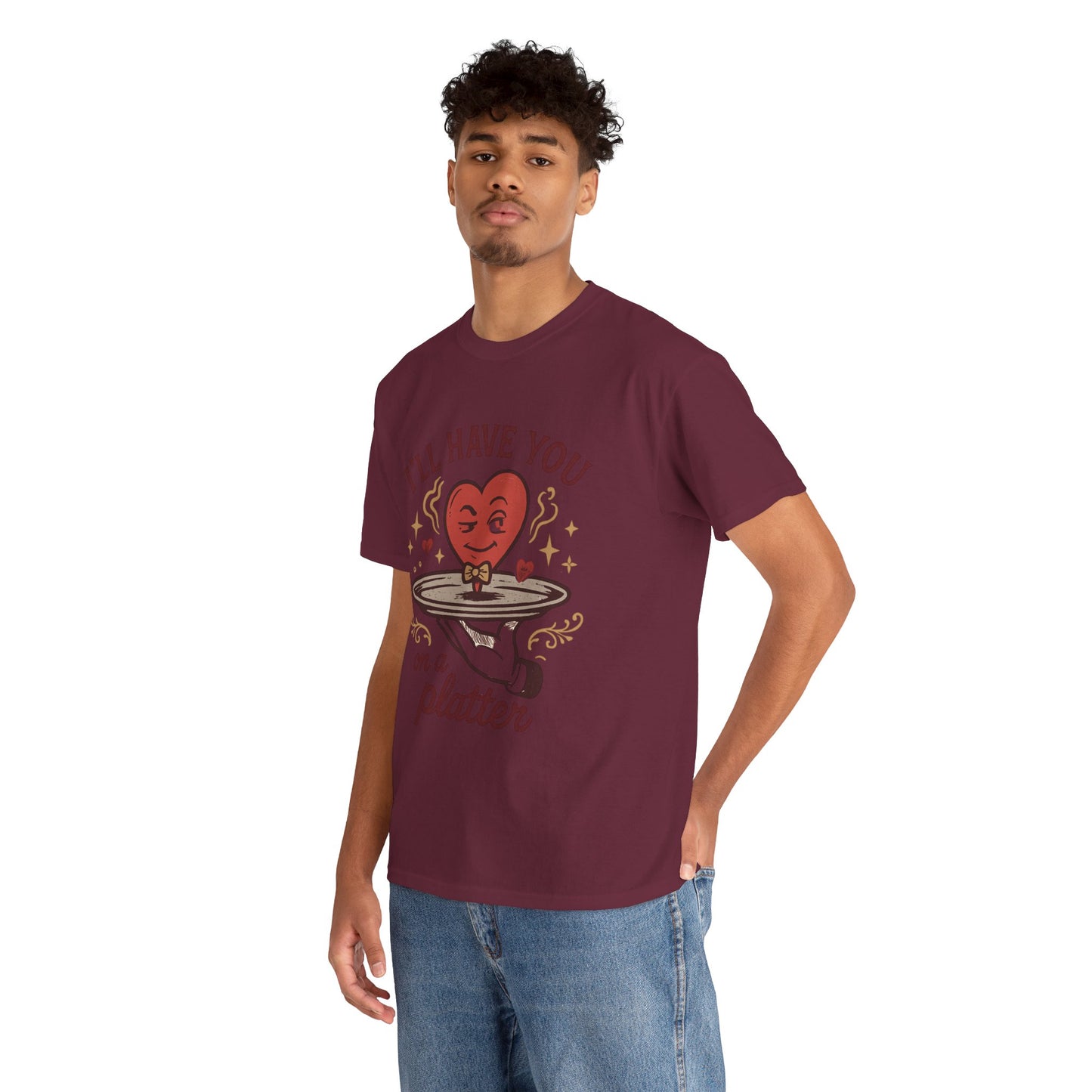 Valentine Heart on a Platter T-Shirt — I'll Have You on a Platter Cute Romantic Tee