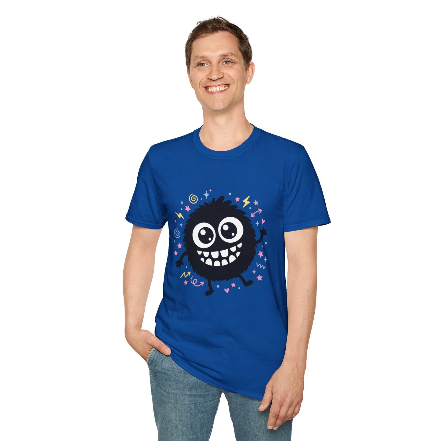 Cute Fuzzy Monster T-Shirt — Playful Cartoon Graphic Tee for Kids & Adults