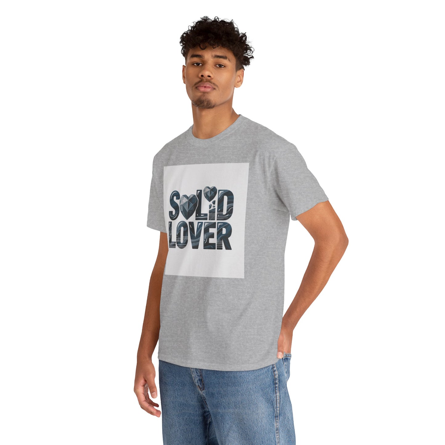 Solid Lover T‑Shirt — Bold Heart Typography Tee for Couples & Romance