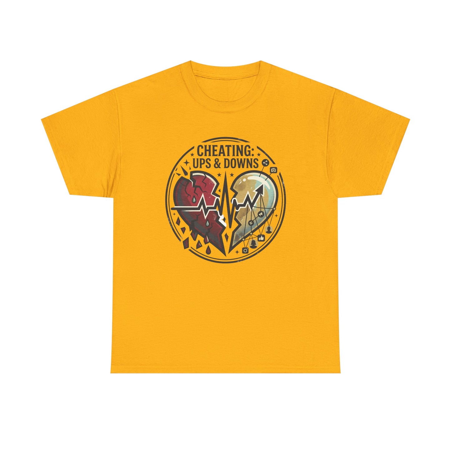 Cheating: Ups & Downs Broken Heart Graphic Tee Printify