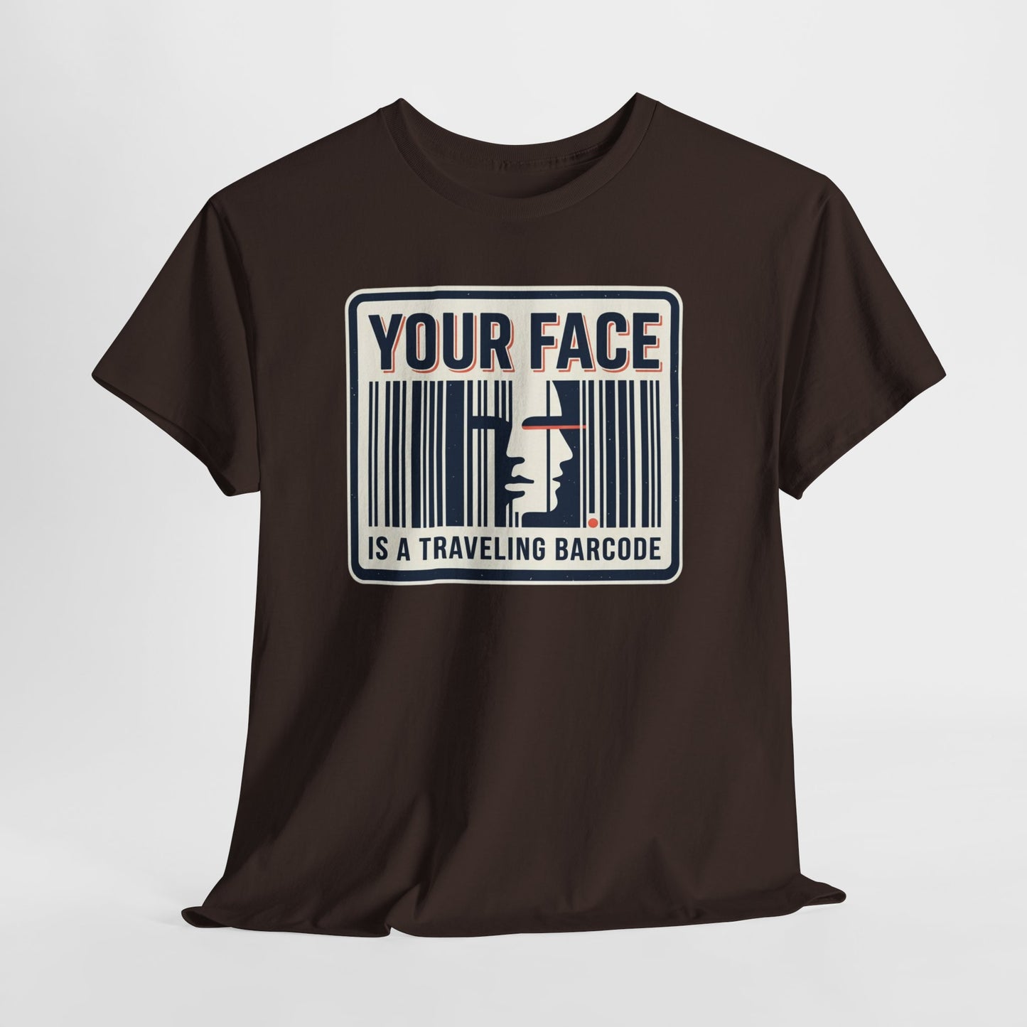 "Your Face Is a Traveling Barcode" Graphic Tee
