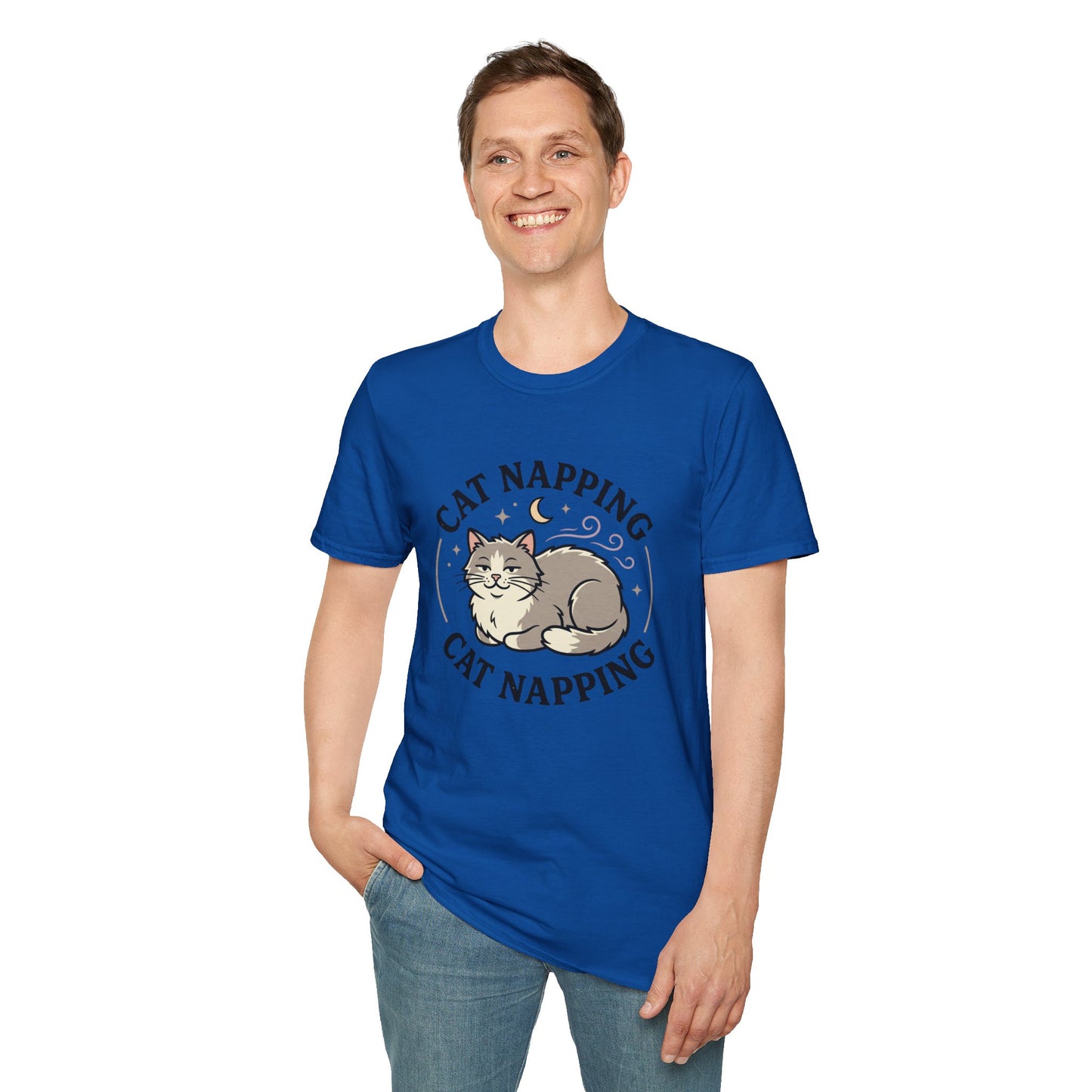 Cat Napping T-Shirt — Cute Sleeping Cat Graphic Tee for Cat Lovers