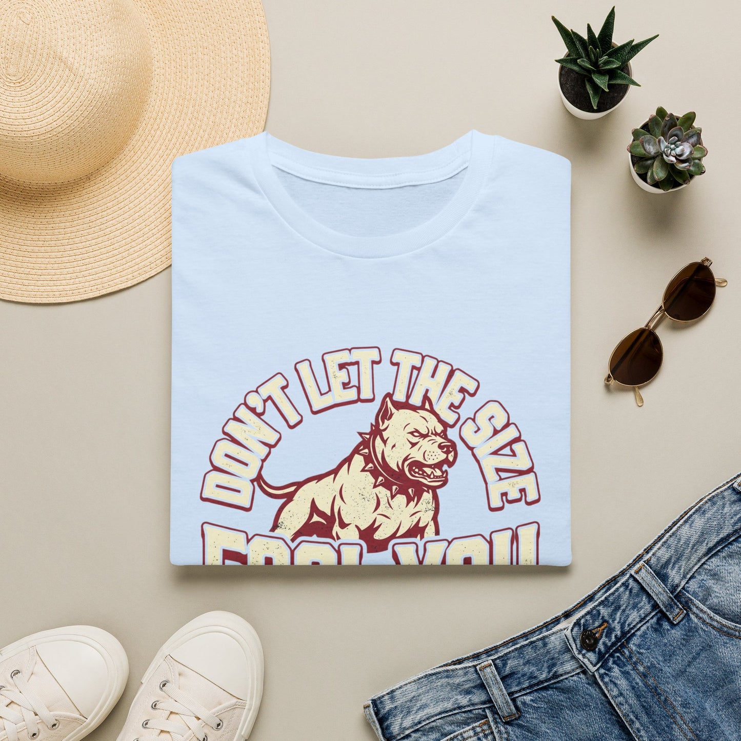 "Don’t Let The Size Fool You" Vintage Dog Tee-Pitbull Graphic T-Shirt