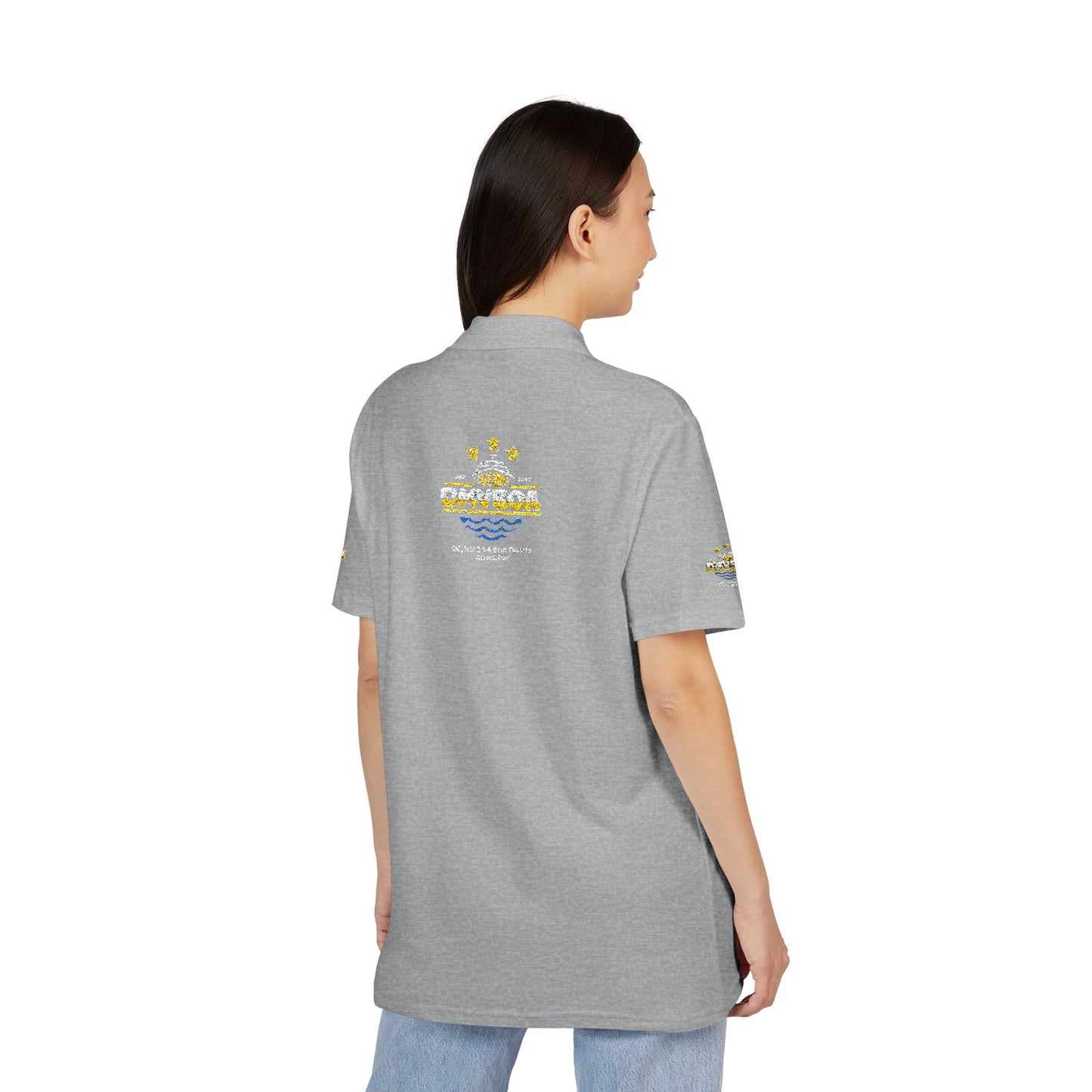 Unisex Pique Polo Shirt (Embroidery) Front and Back