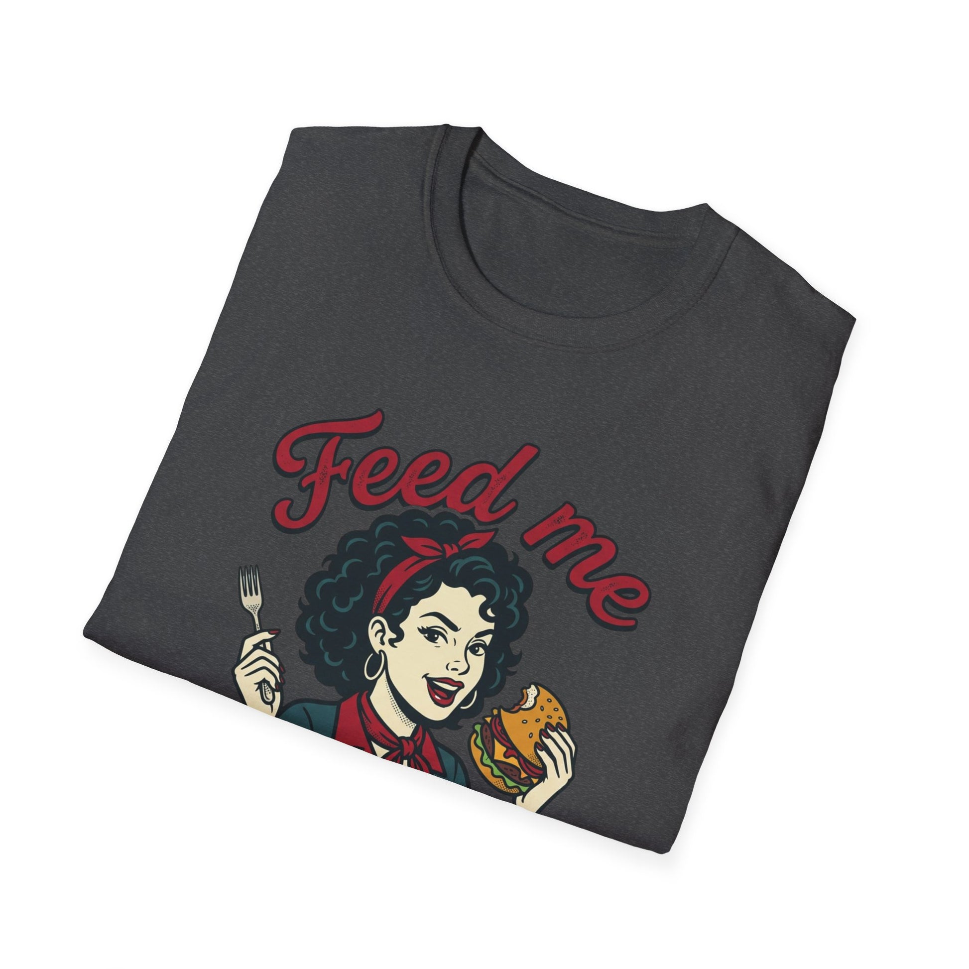 Feed Me Eat Me T-Shirt — Retro Pinup Burger Graphic Tee Printify