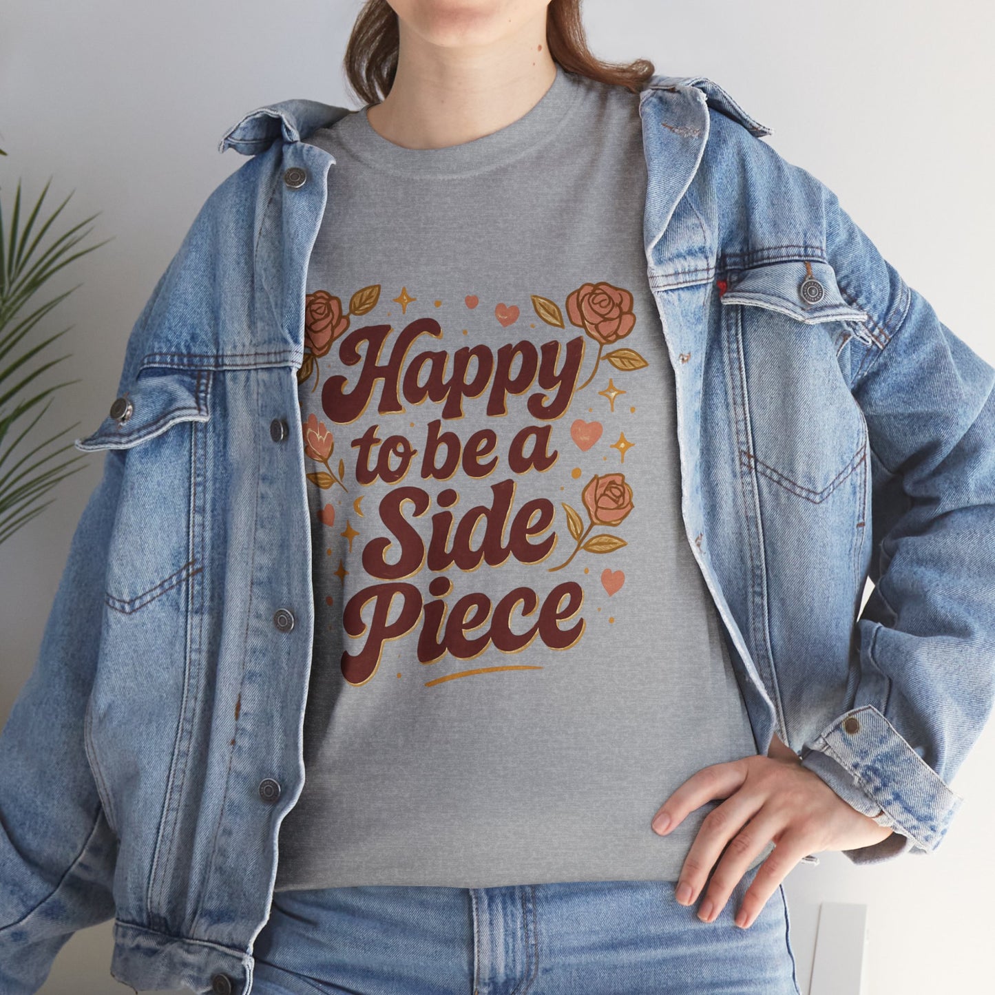 Happy to Be a Side Piece Tee — Retro Floral Statement T-Shirt