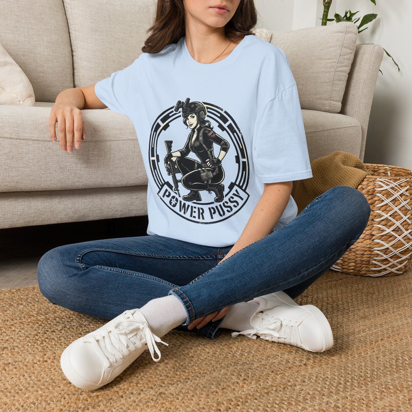 Power Pussy Graphic T-Shirt — Retro Pinup Catwoman Style Tee
