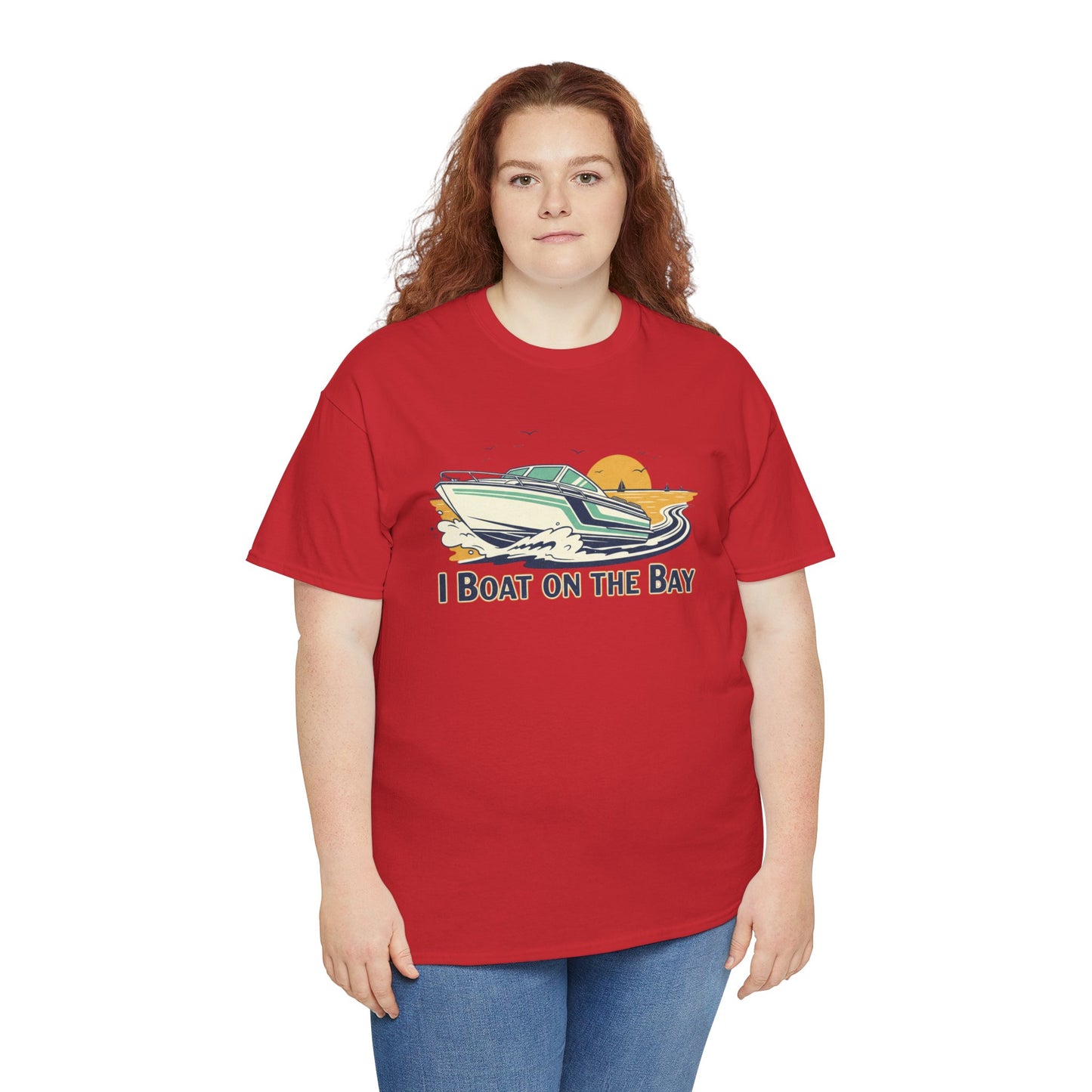 Boat on the Bay T-Shirt — Retro Motorboat Sunset Tee Printify