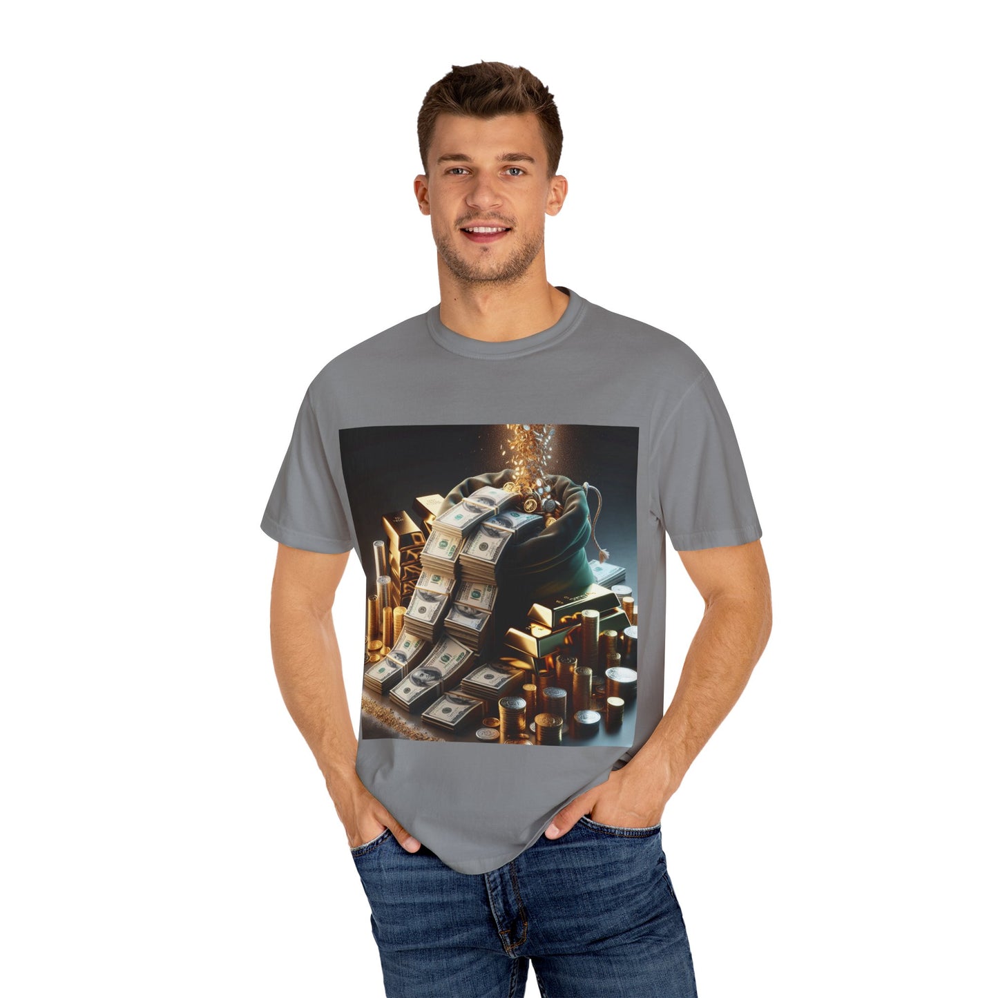 Stylish Money-Themed Unisex Garment-Dyed T-Shirt