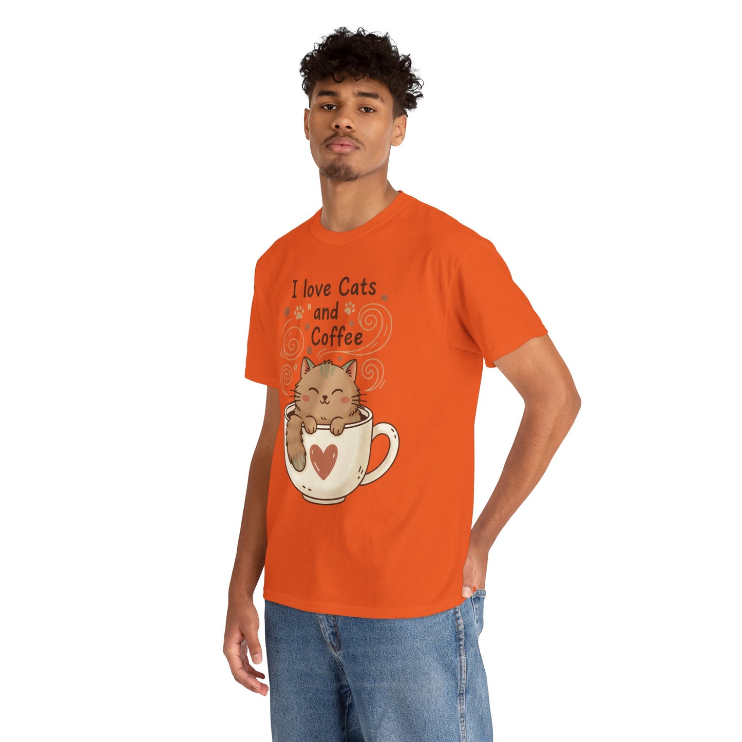 Cat and Coffee T‑Shirt — "I Love Cats and Coffee" Cute Cat in Mug Tee