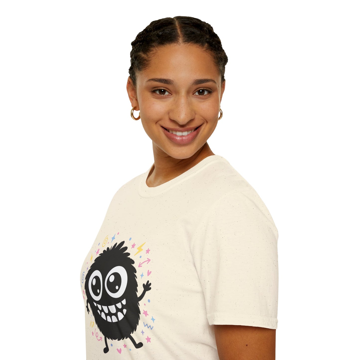 Cute Fuzzy Monster T-Shirt — Playful Cartoon Graphic Tee for Kids & Adults