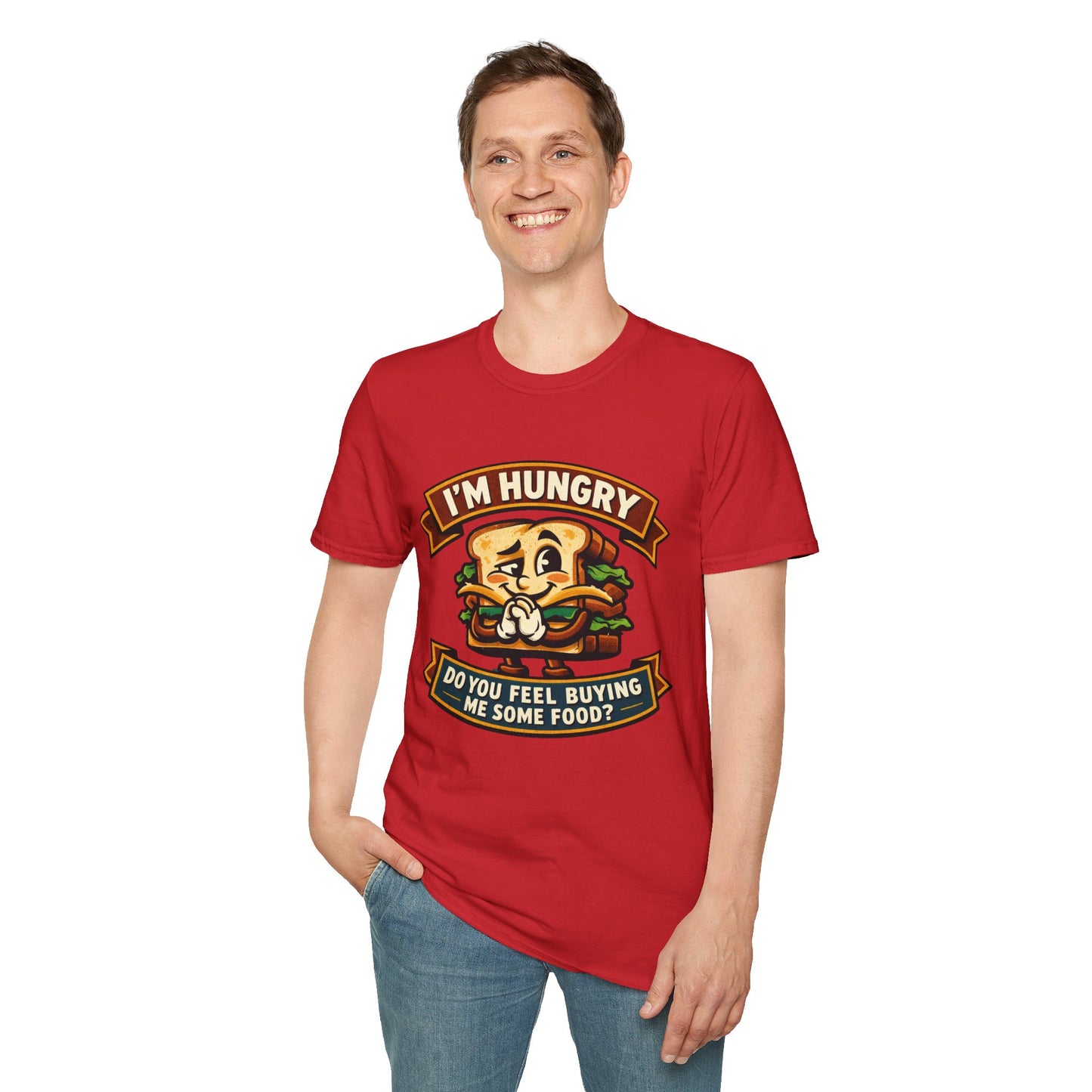 I'm Hungry Burger Graphic T-Shirt — "Do You Feel Buying Me Some Food?" Funny Foodie Tee