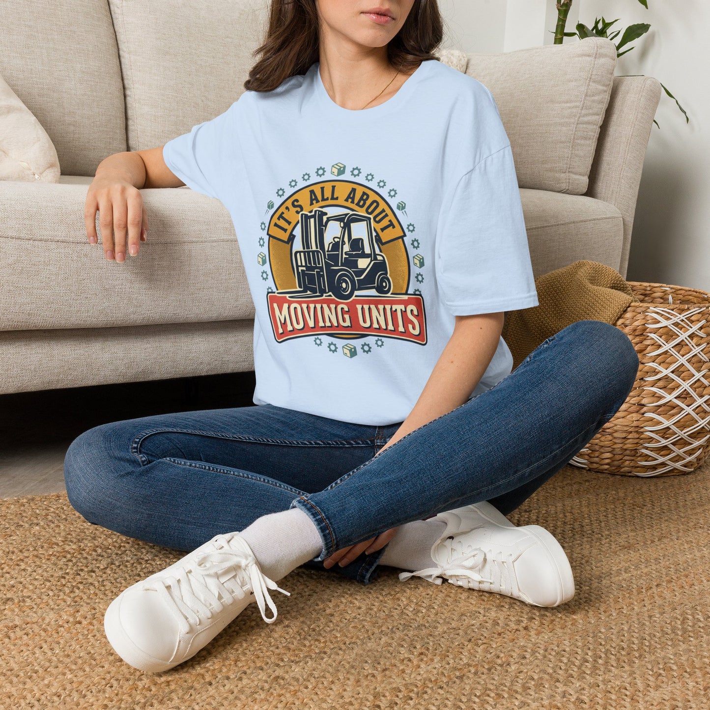 Moving Company T-Shirt — "It's All About Moving Units" Forklift Logo