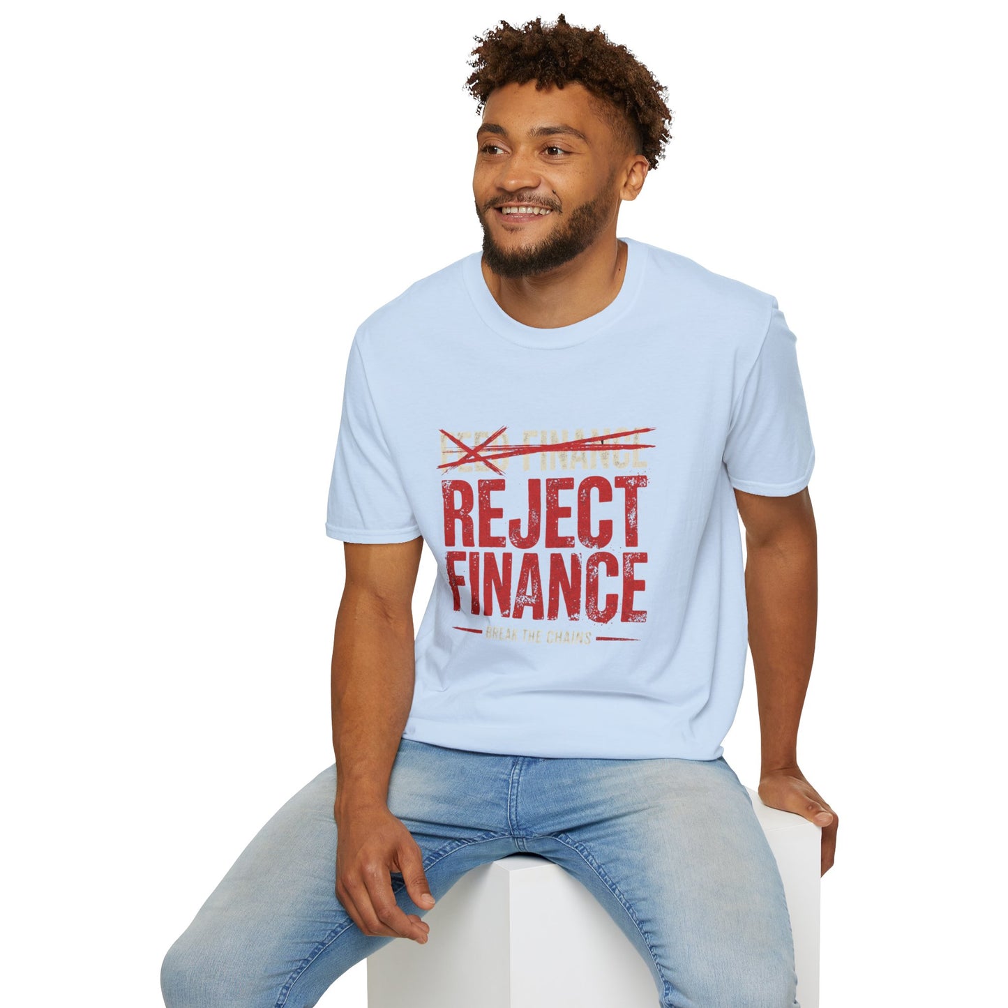 Reject Finance T-Shirt — Bold Red Protest Graphic Tee