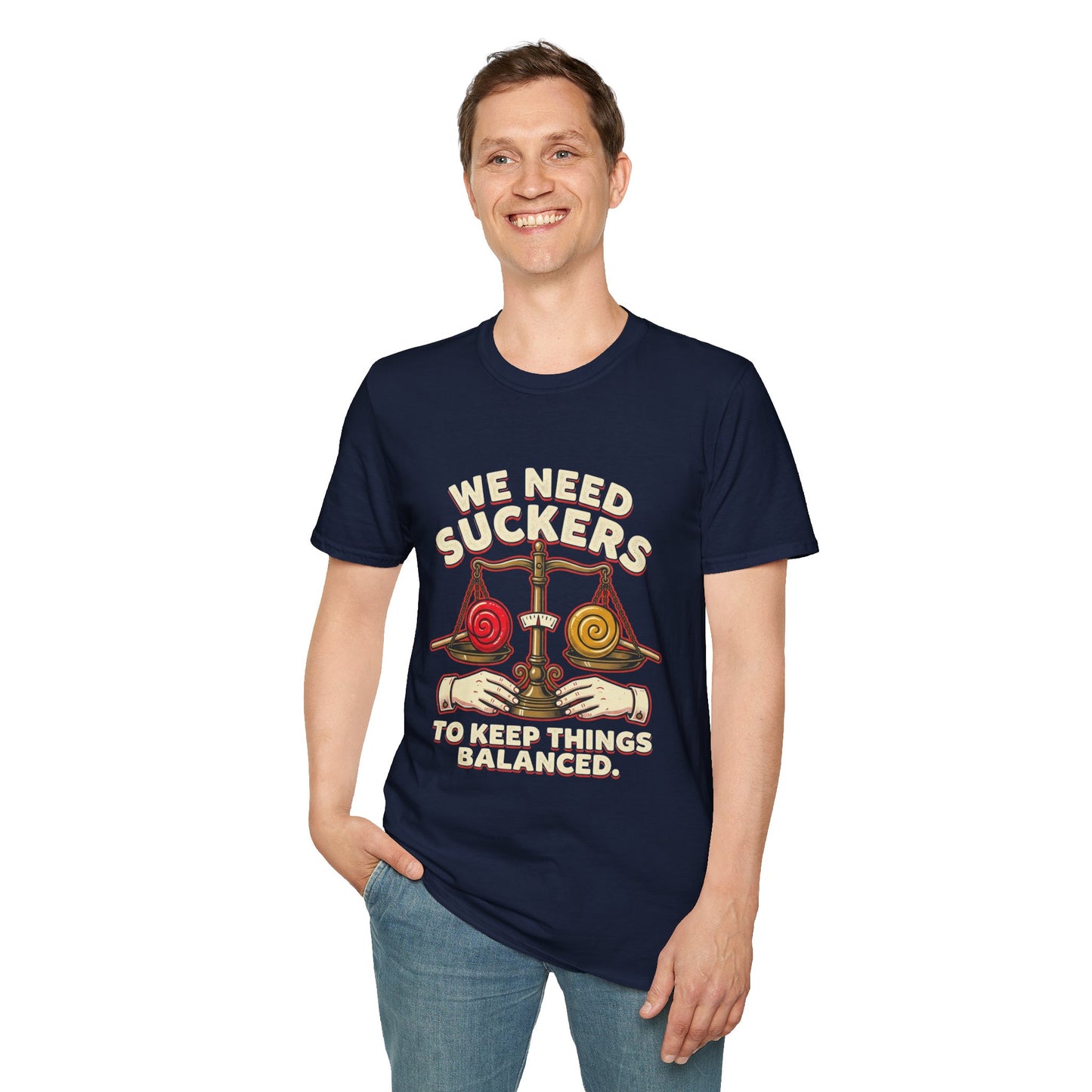 "We Need Suckers to Keep Things Balanced" Retro Candy Scale Tee