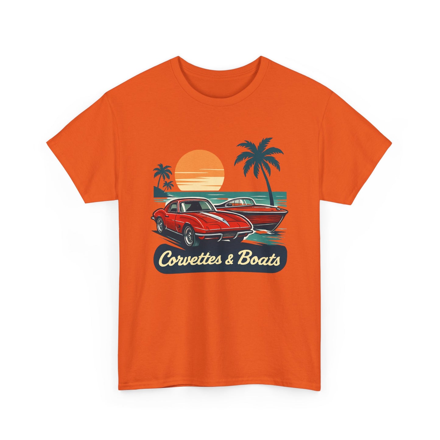 Corvettes & Boats Retro Sunset T‑Shirt