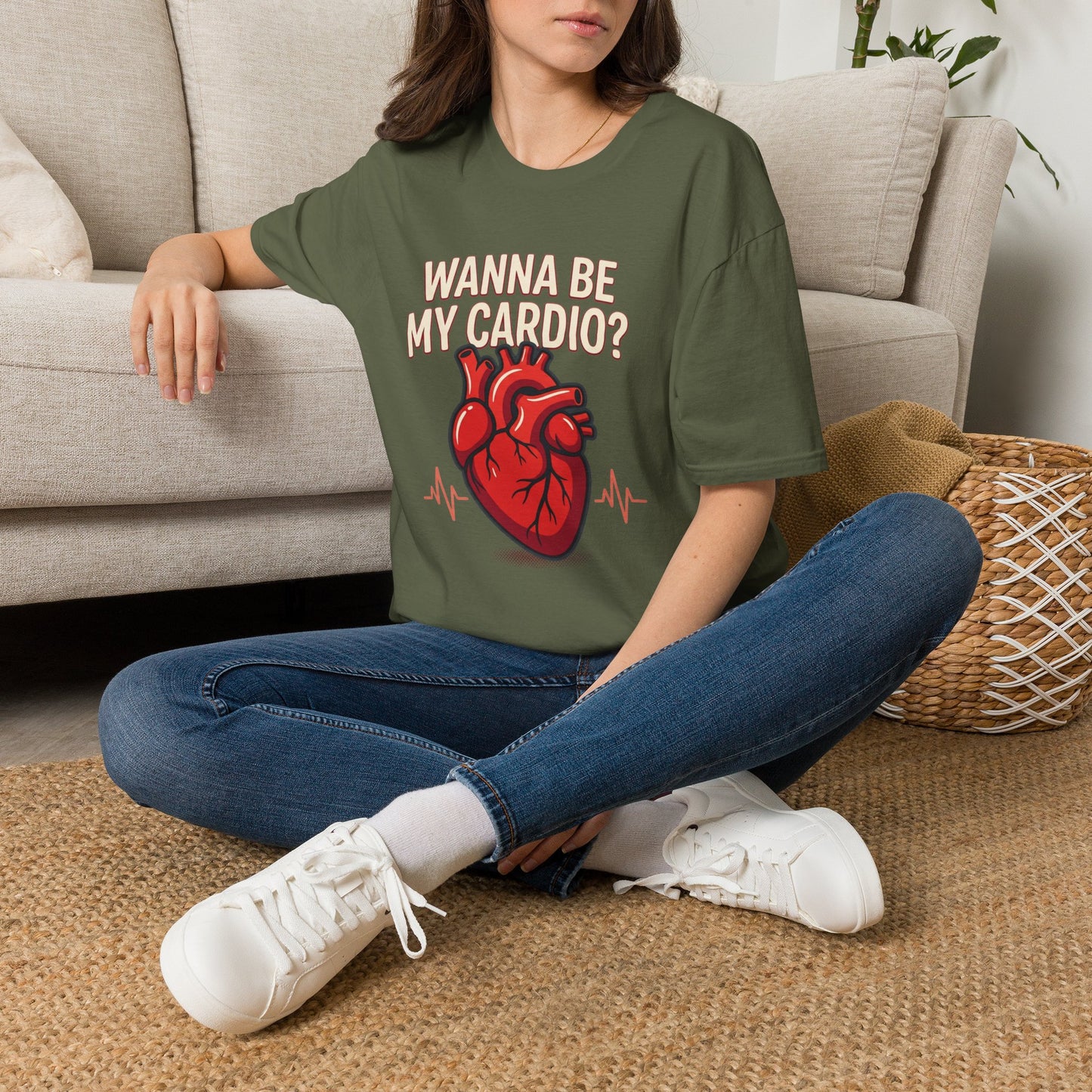 Wanna Be My Cardio? T-Shirt — Cute Anatomical Heart Graphic Tee
