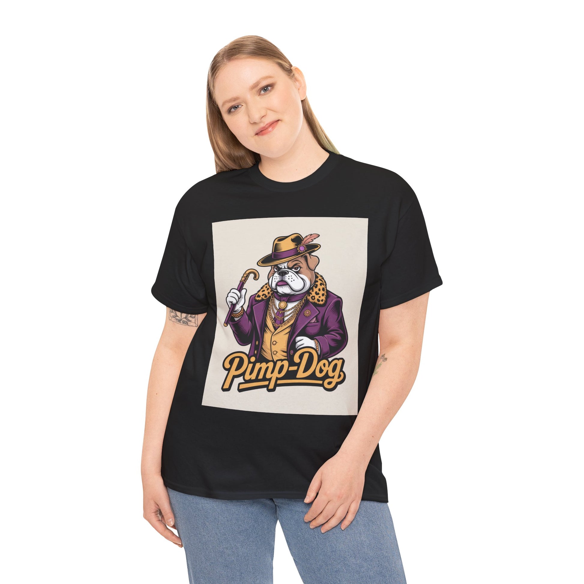 Pimp-Dog Graphic Tee — Retro Bulldog Character Shirt Printify