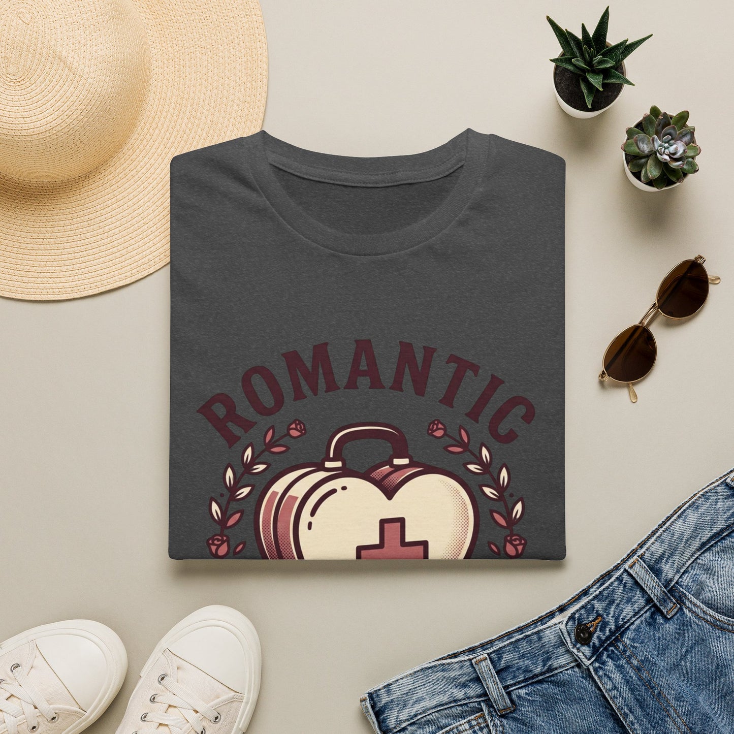 Romantic Provider T-Shirt — Heart Medical Badge Vintage Nurse Love Tee