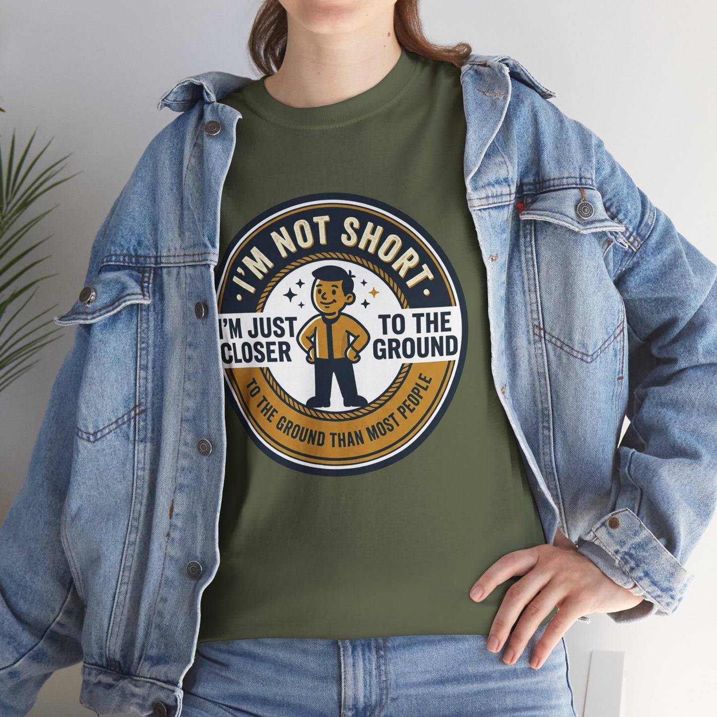 "I'm Not Short, I'm Just Closer to the Ground" Funny Short Height Graphic Tee