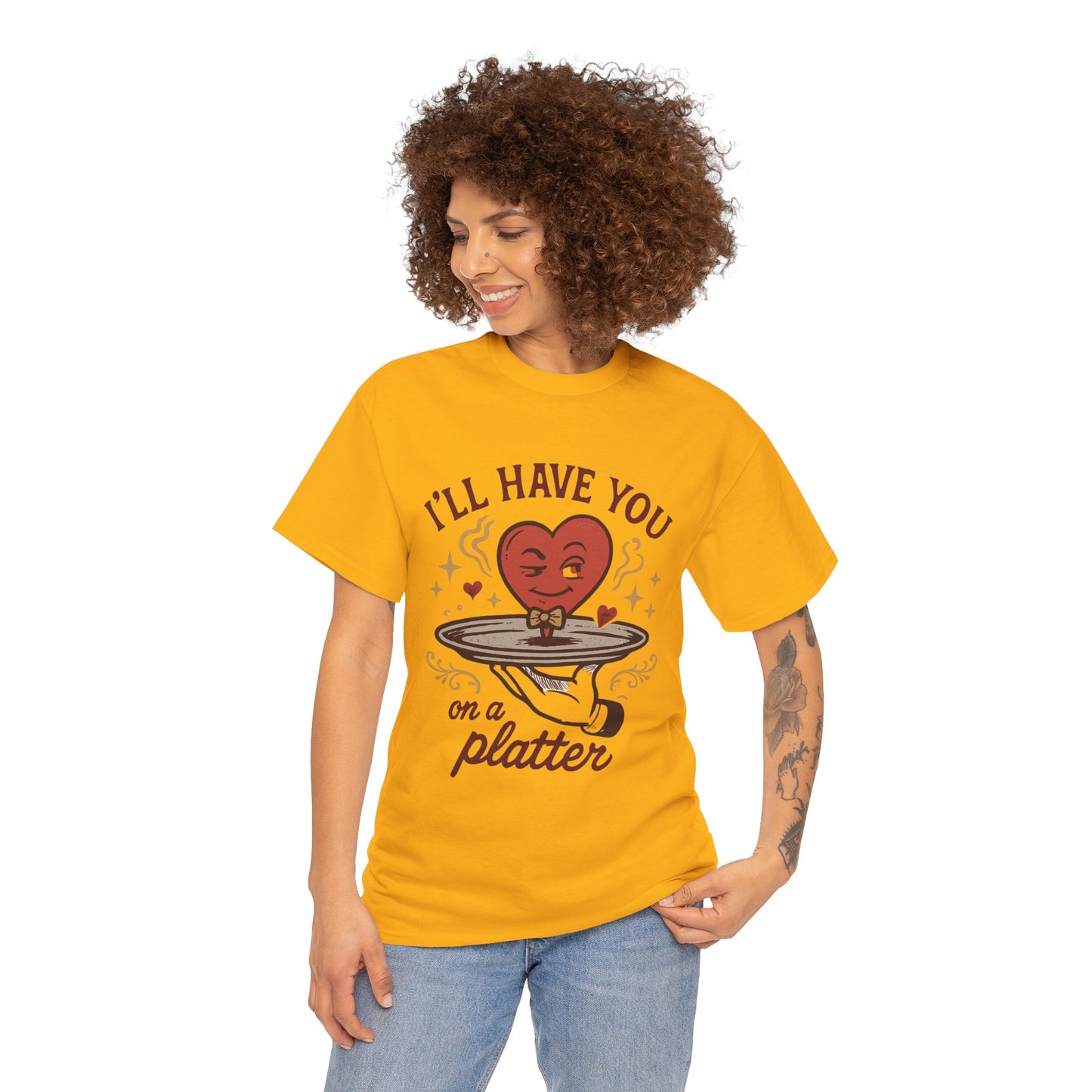 Valentine Heart on a Platter T-Shirt — I'll Have You on a Platter Cute Romantic Tee