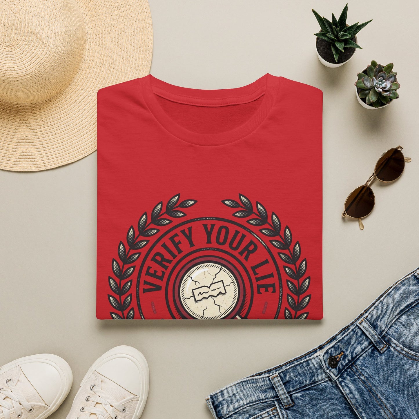 Verify Your Life T-Shirt — Vintage Badge Graphic Tee for Curious Minds