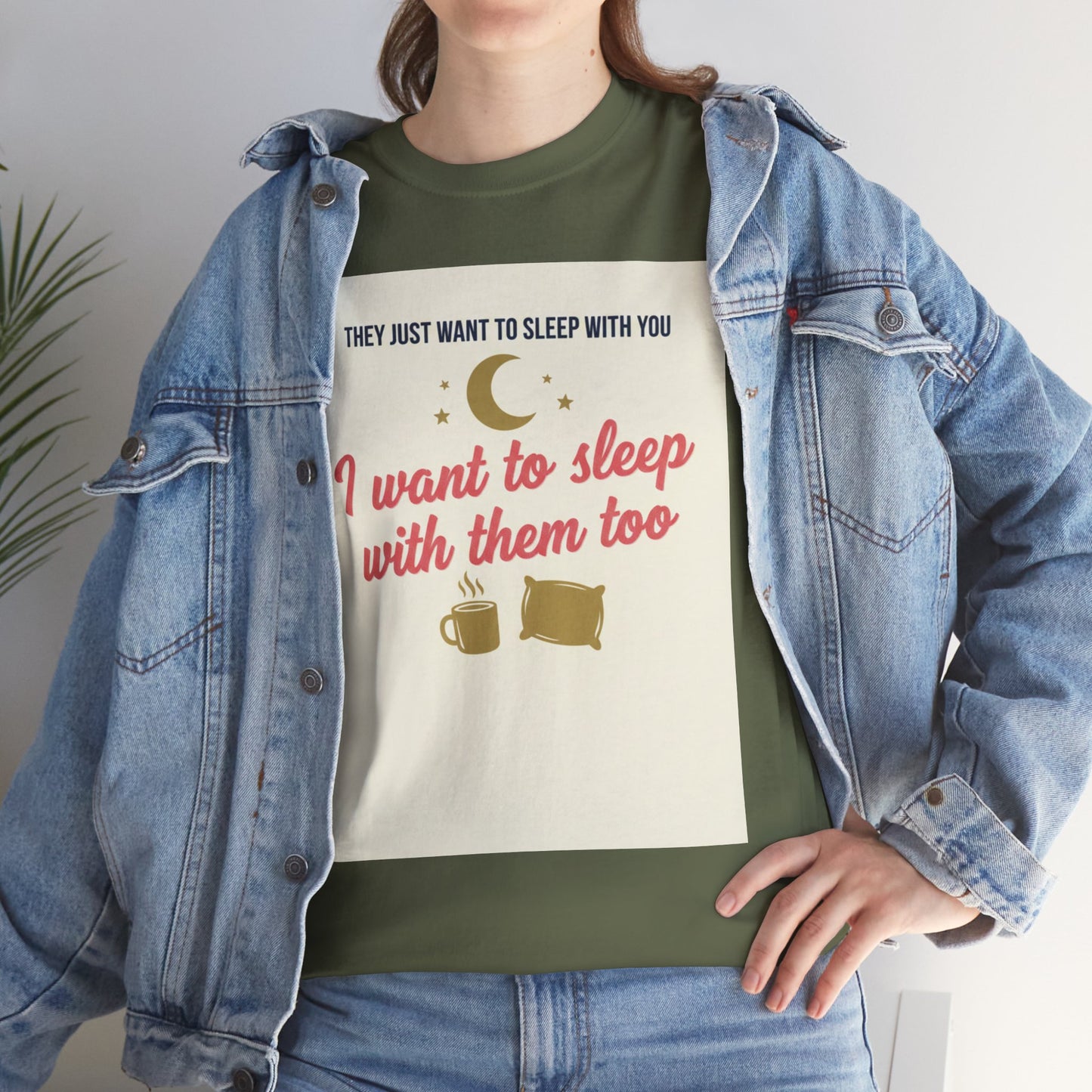 Sleepy Cats T-Shirt — "I Want to Sleep with Them Too" Cute Nighttime Pet Tee