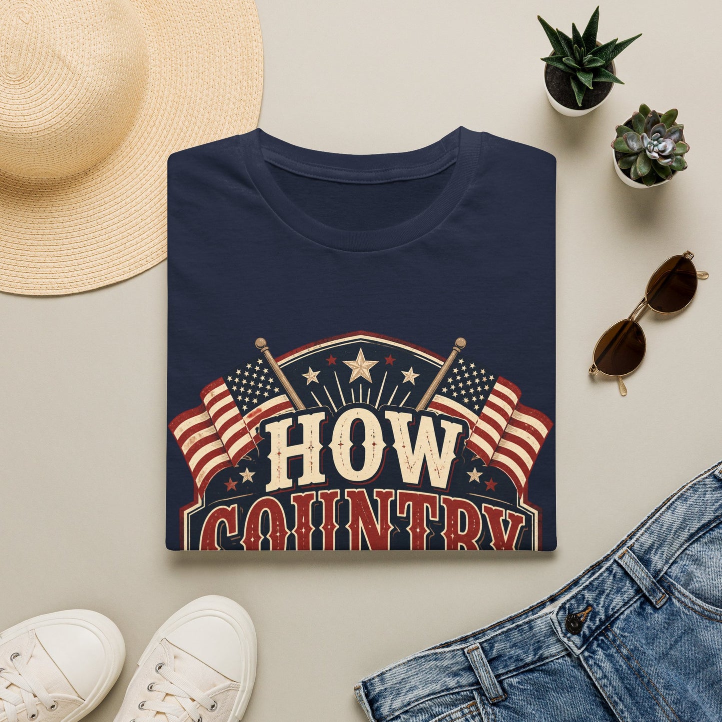 How Country Are You? T-Shirt — Vintage American Flag Country Graphic Tee