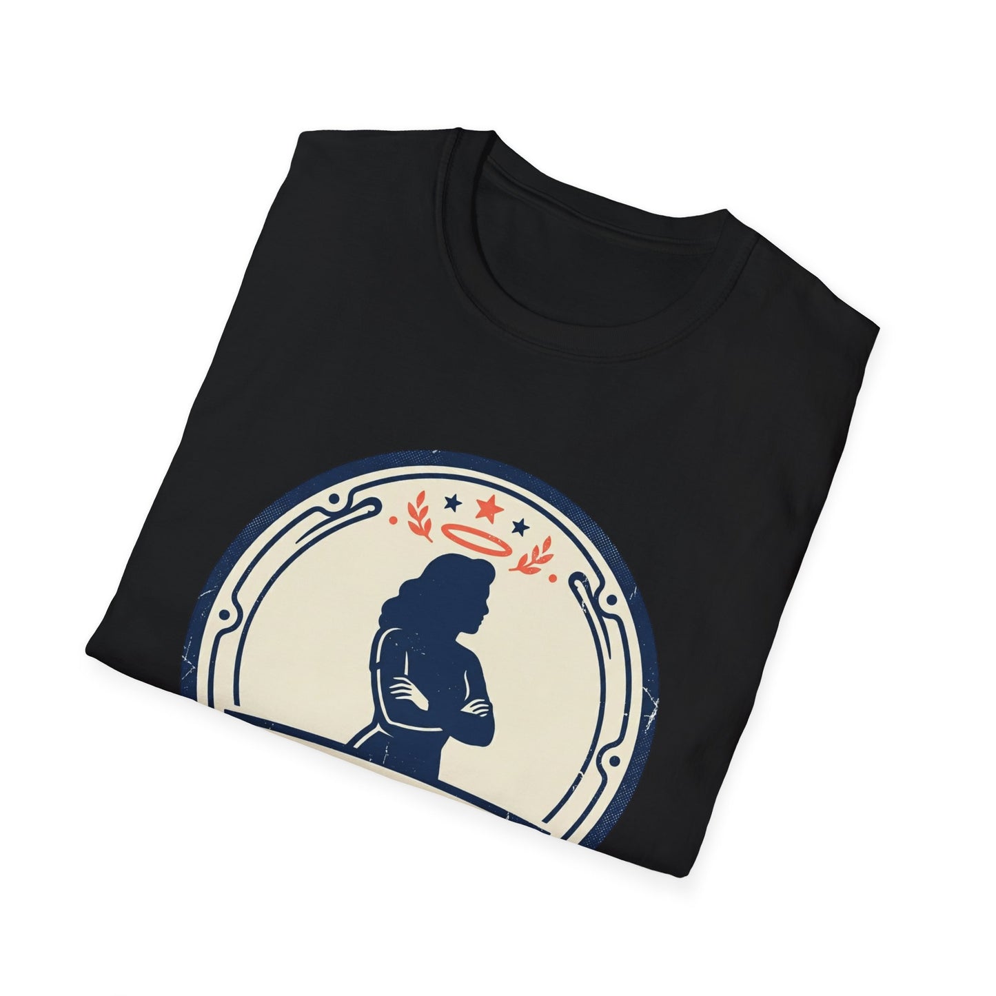 I Am Her Women’s T-Shirt — Empowering Mom & Woman Pride Vintage Badge Tee