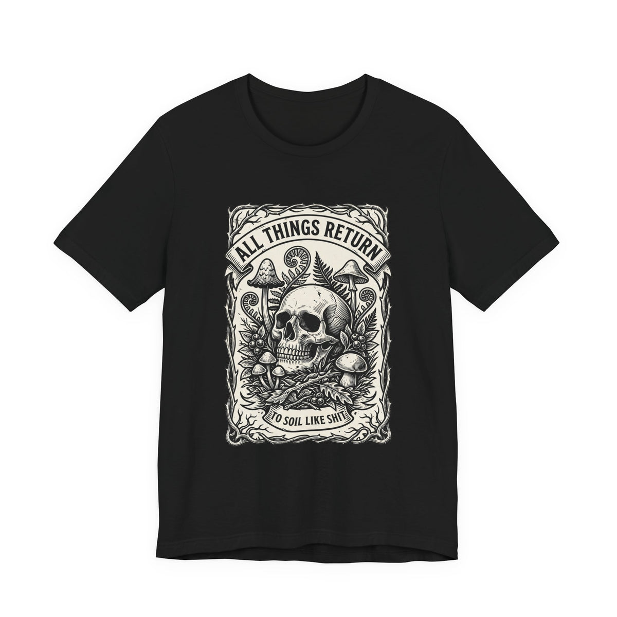 All Things Return skull mushroom botanical tee | Gothic botanicals