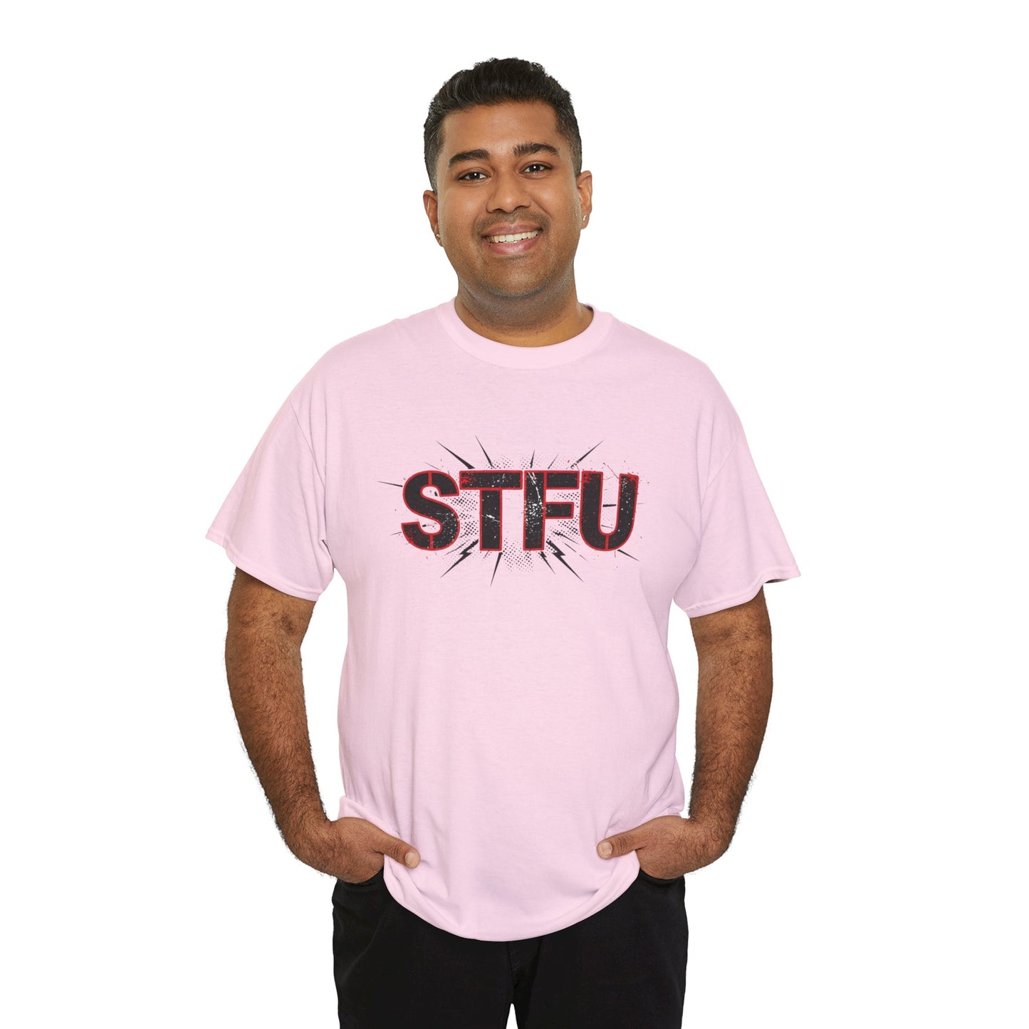 STFU Graphic Tee — Bold Distressed Text Shirt for Statement Style Printify