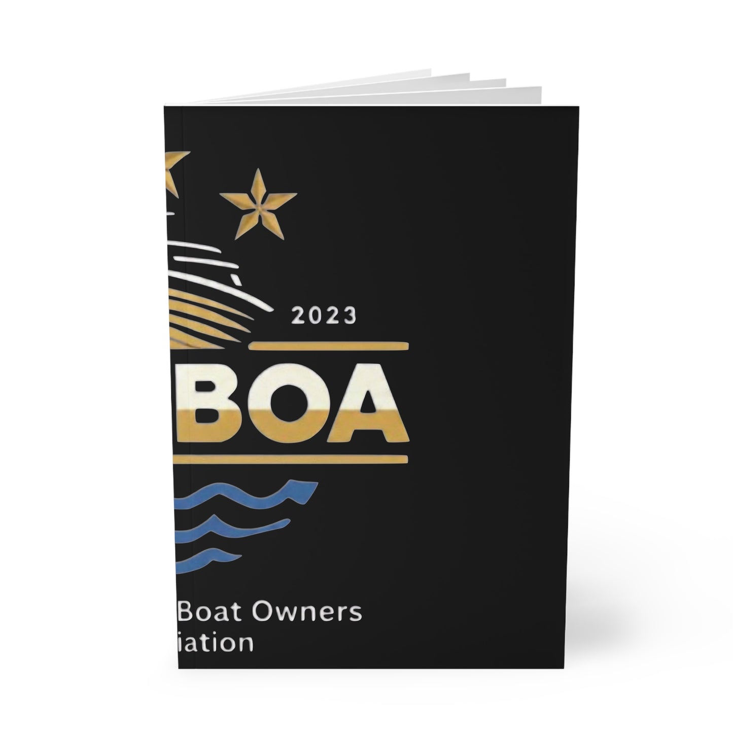A5 Notebook — DMV Boat Owners Association 2023 Gold & Navy Softcover