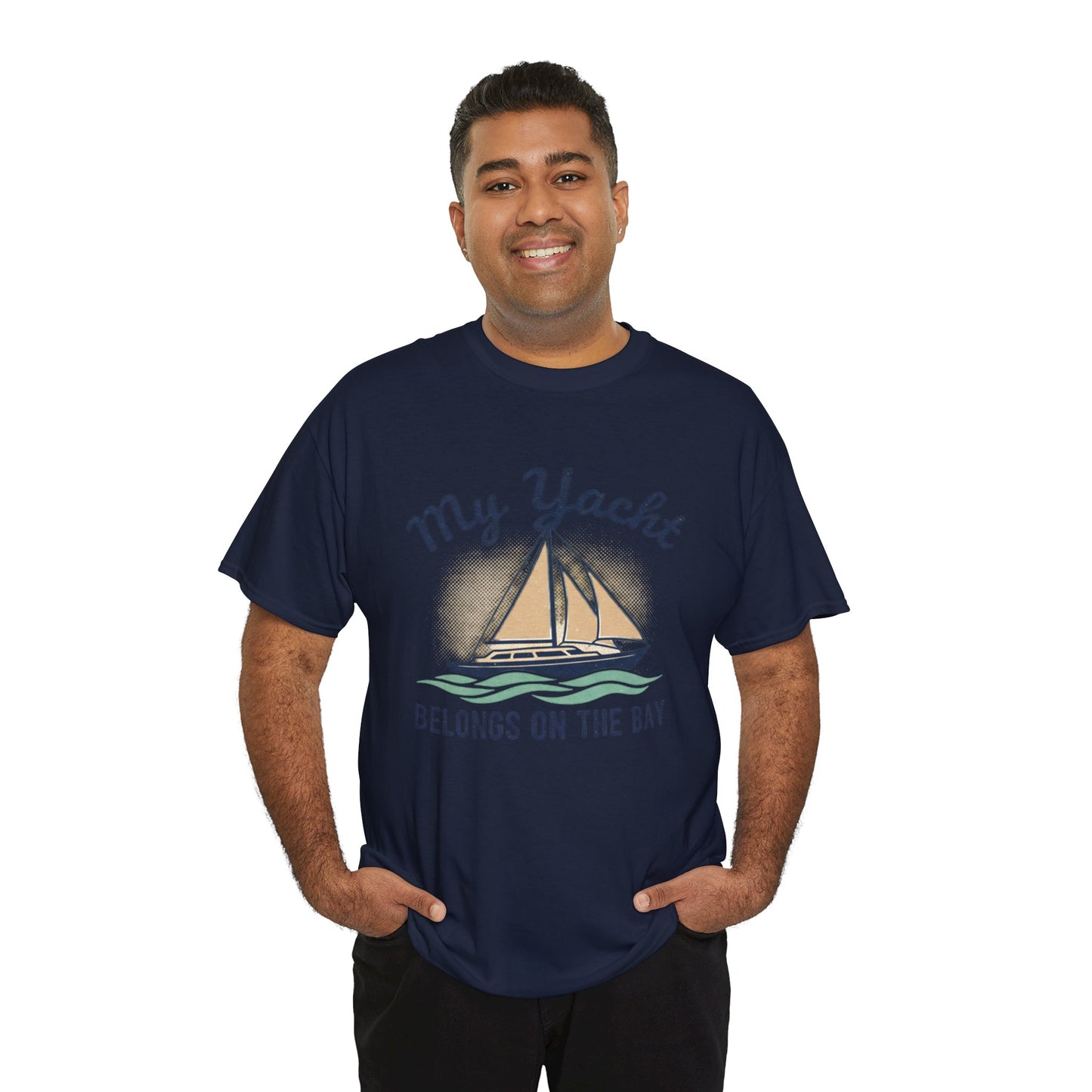 Sailboat Graphic Tee - "My Yacht Belongs on the Bay" Casual Nautical T-Shirt