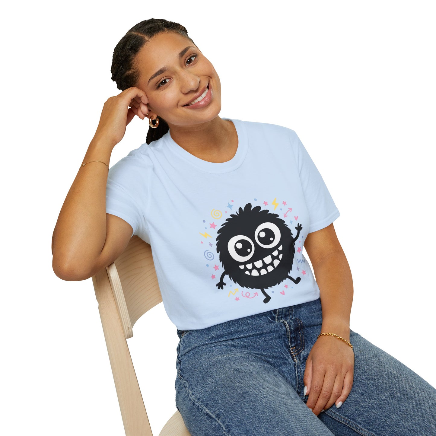 Cute Fuzzy Monster T-Shirt — Playful Cartoon Graphic Tee for Kids & Adults